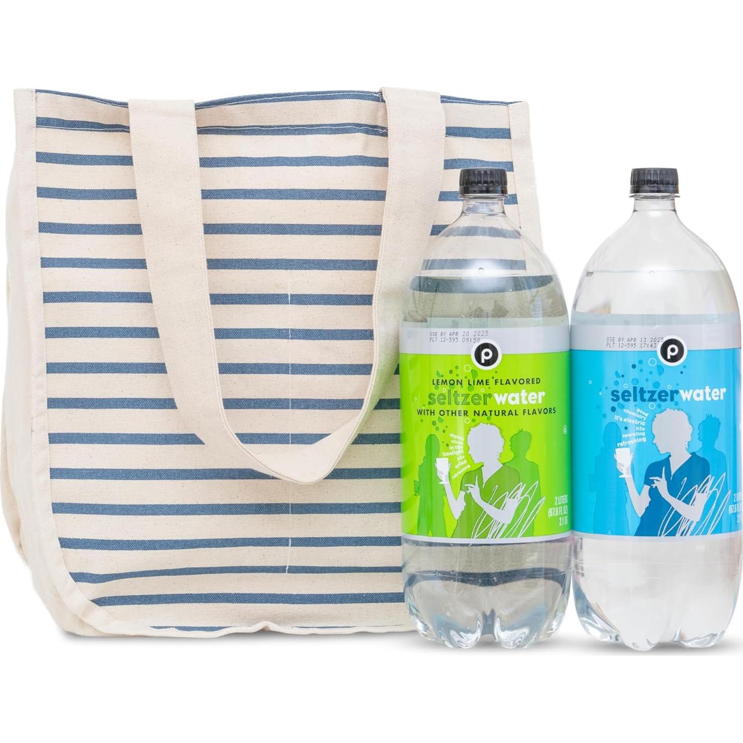 Bolsas de Compras Reutilizables Algodón Orgánico Rayas Azules