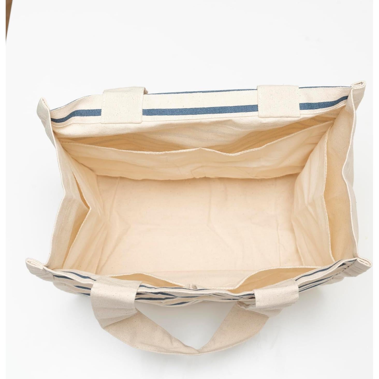 Bolsas de Compras Reutilizables Algodón Orgánico Rayas Azules