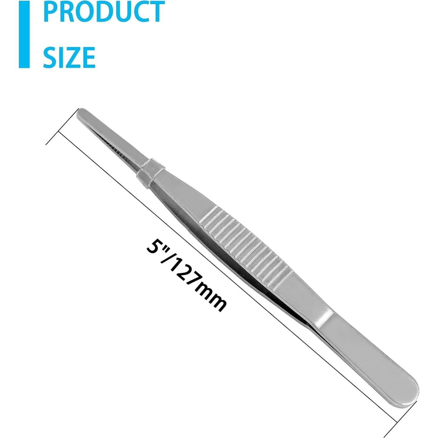 4 Pinzas de Acero Inoxidable 125 mm con Puntas Serradas