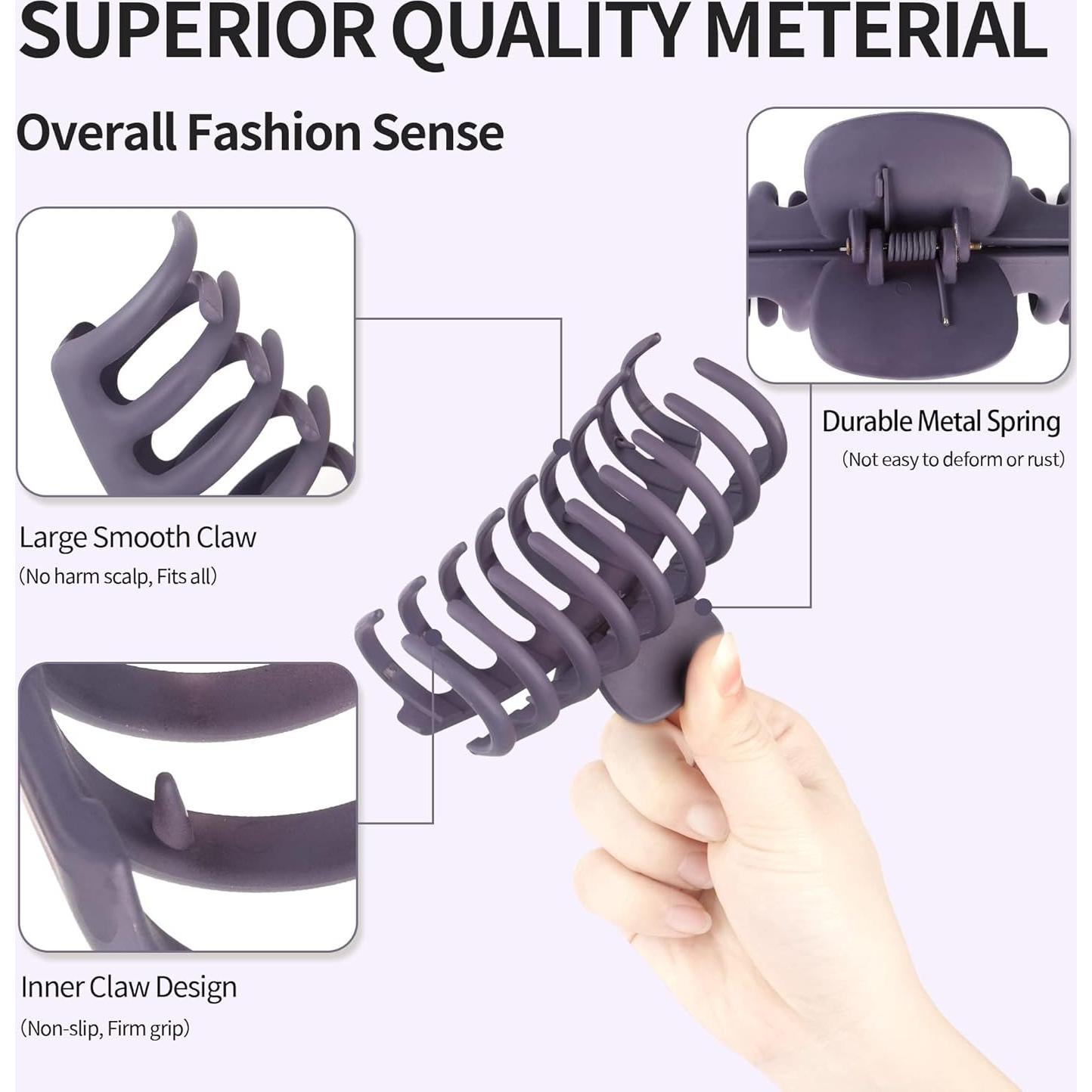 Set de Clips de Garra Grande Beauty.H.C - 8 Piezas Antideslizantes