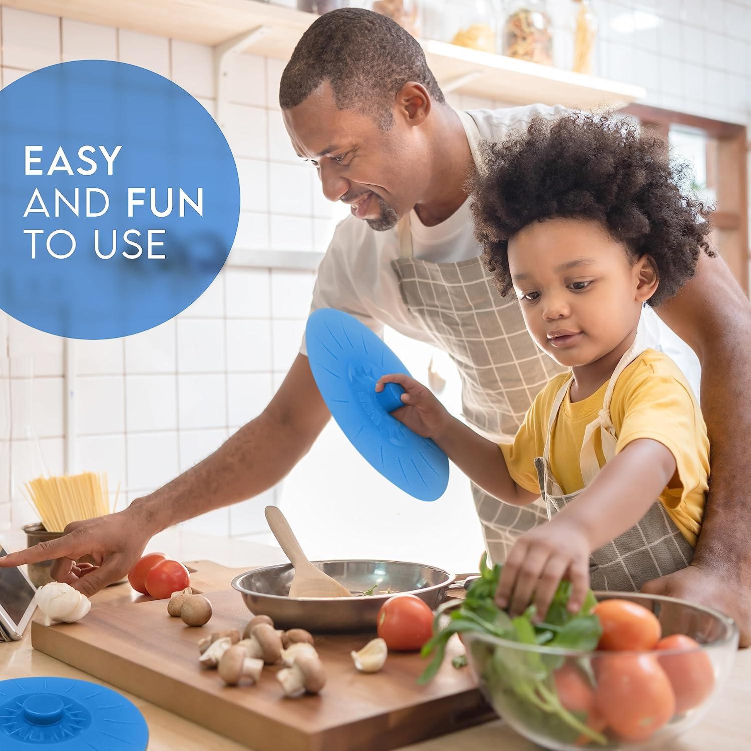 Juego de 5 Tapas de Silicona Perfecto y Simple Azul 25.9 cm