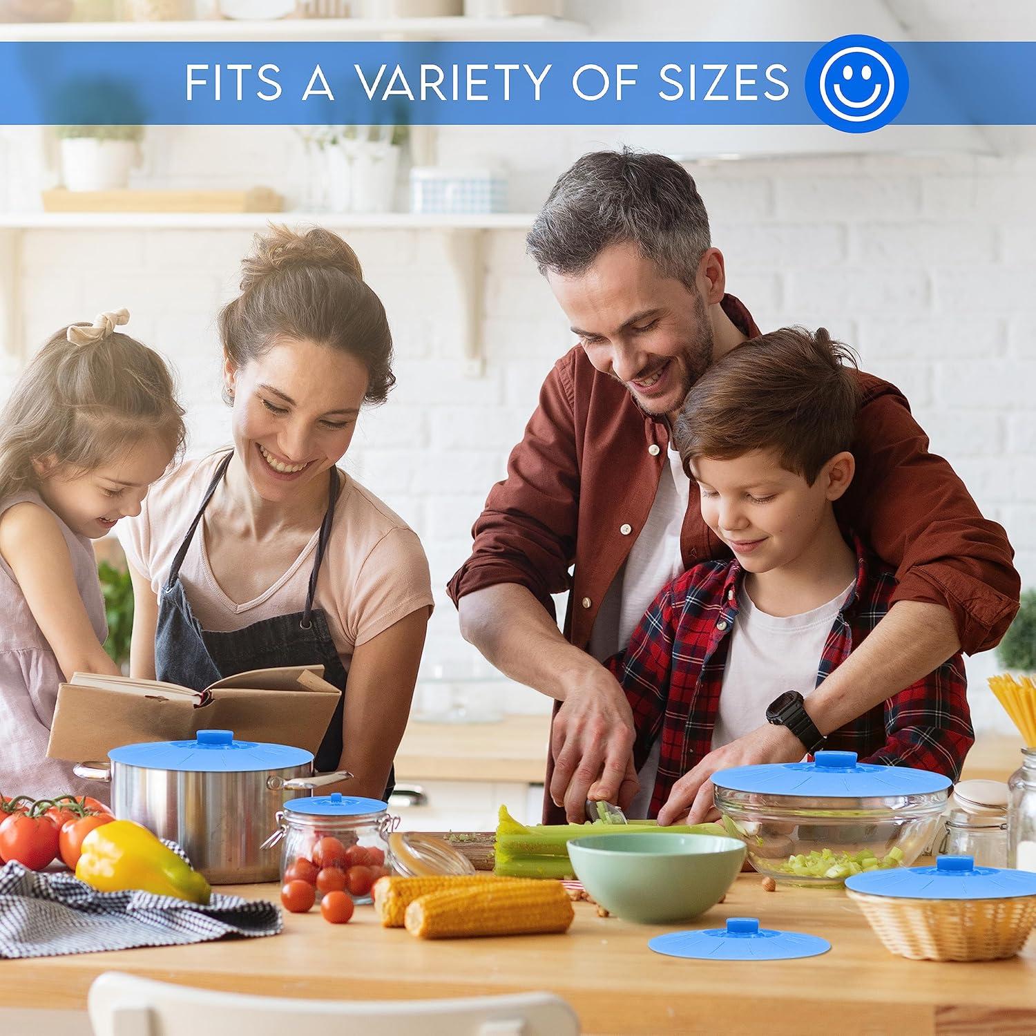 Juego de 5 Tapas de Silicona Perfecto y Simple Azul 25.9 cm