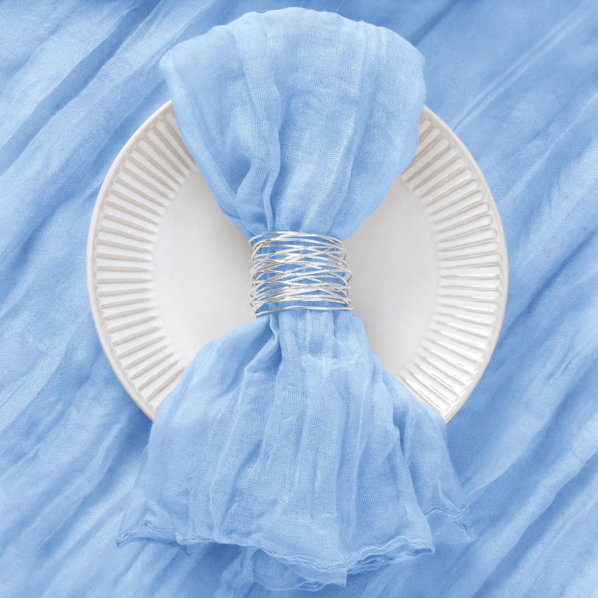 Juego de 12 Servilletas de Tela Gasa Azul Bebé 53x53 cm DeZerlor