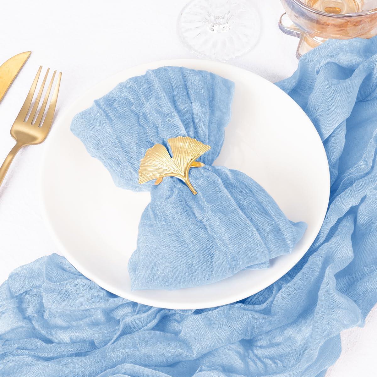 Juego de 12 Servilletas de Tela Gasa Azul Bebé 53x53 cm DeZerlor