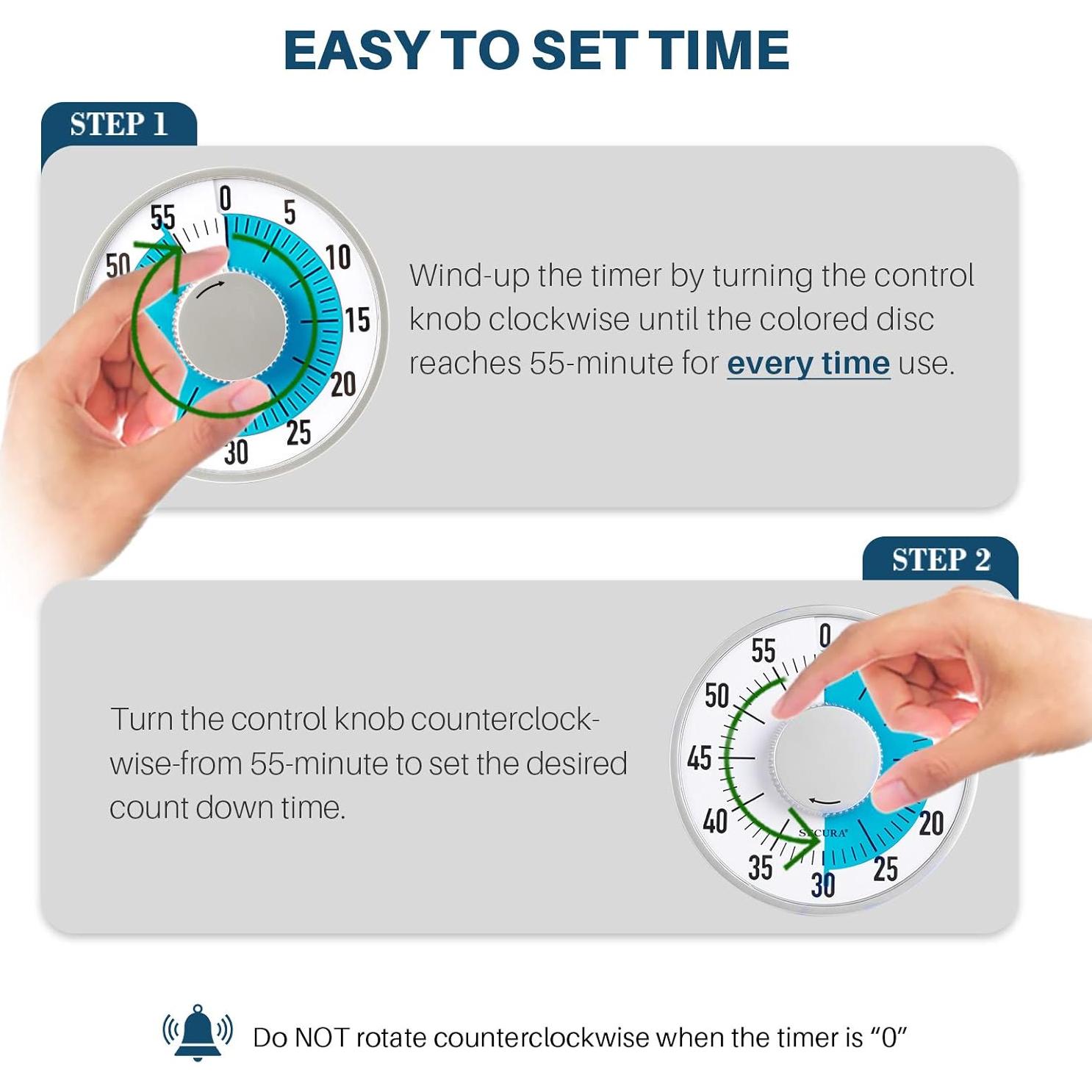 Temporizador Visual Secura 60 Minutos Mecánico Azul