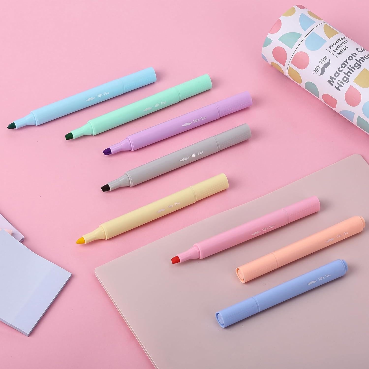 Marcadores Fluorescentes Mr. Pen, 8 Colores Macaron, 0.5mm