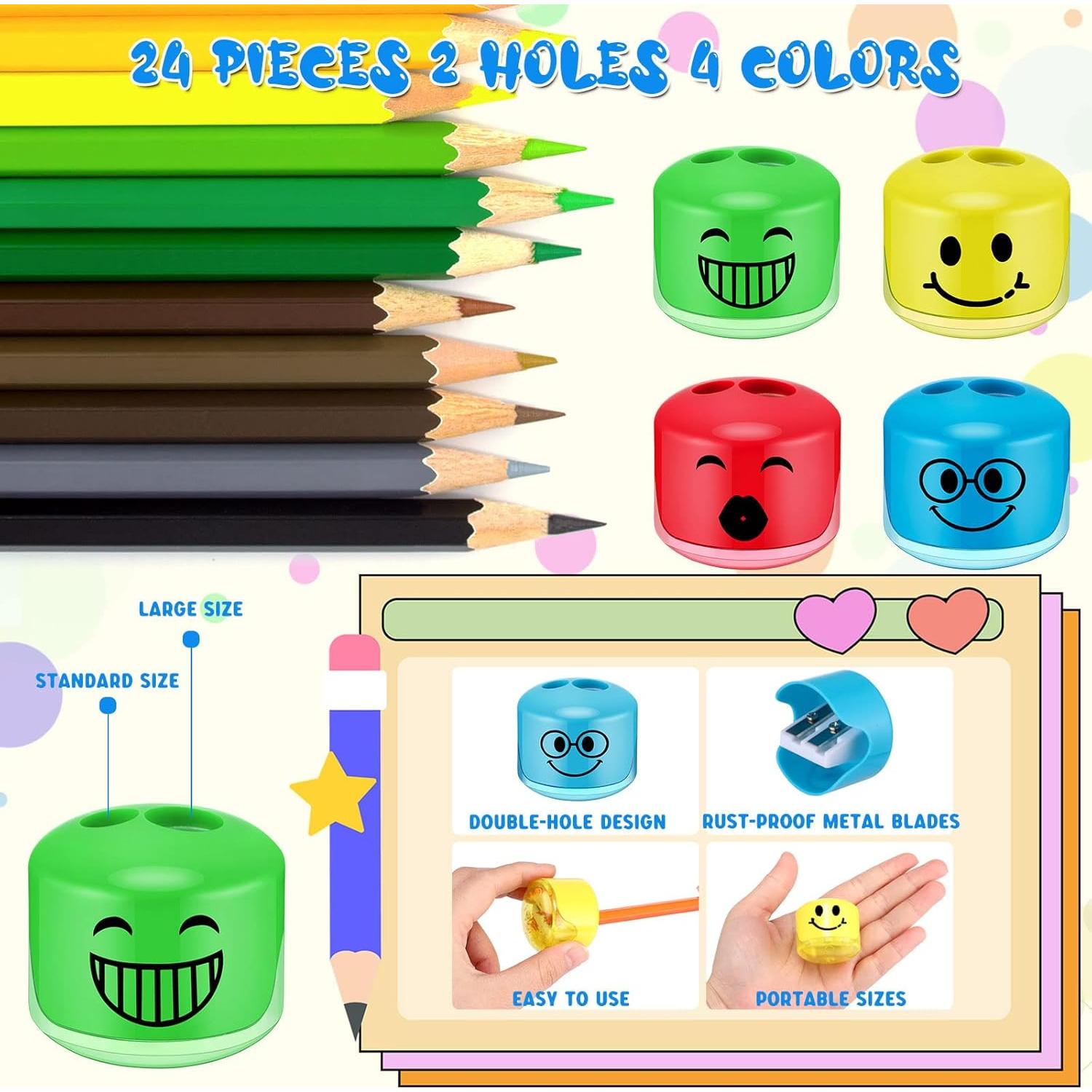 24 Sacapuntas Manuales Crtiin Doble Agujero para Niños