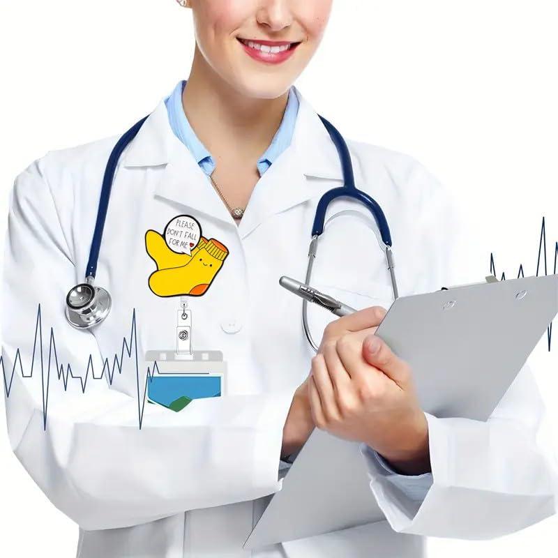 Soporte de Insignia Retráctil OCOUYVD para Enfermera Amarillo