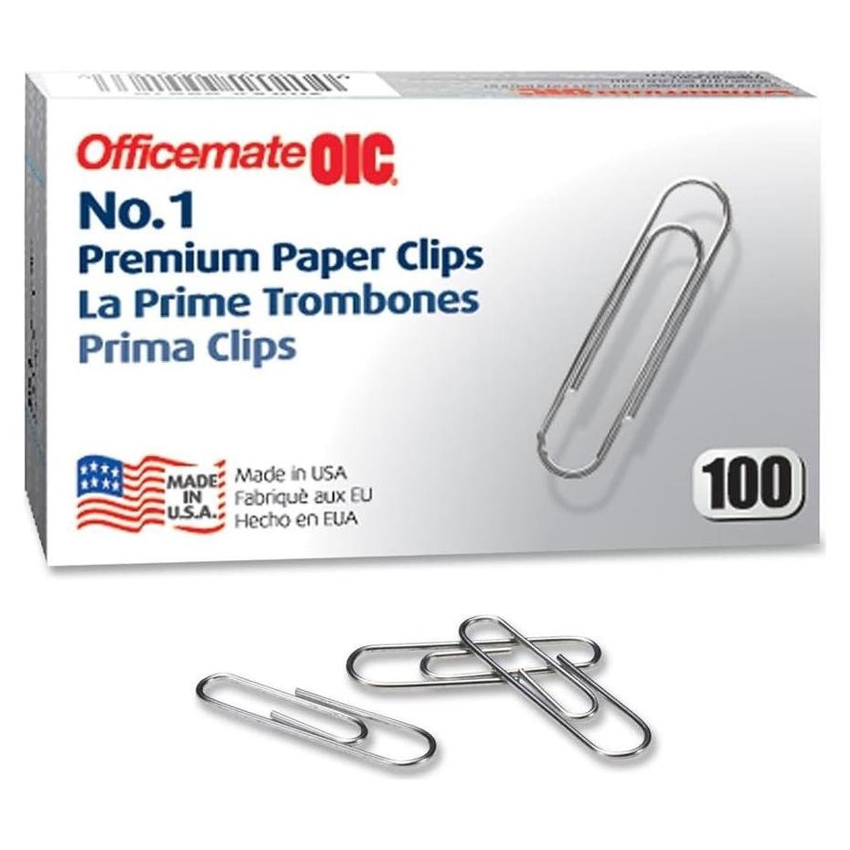 Clip de Papel No. 1 Officemate OIC99916 Acero Plateado