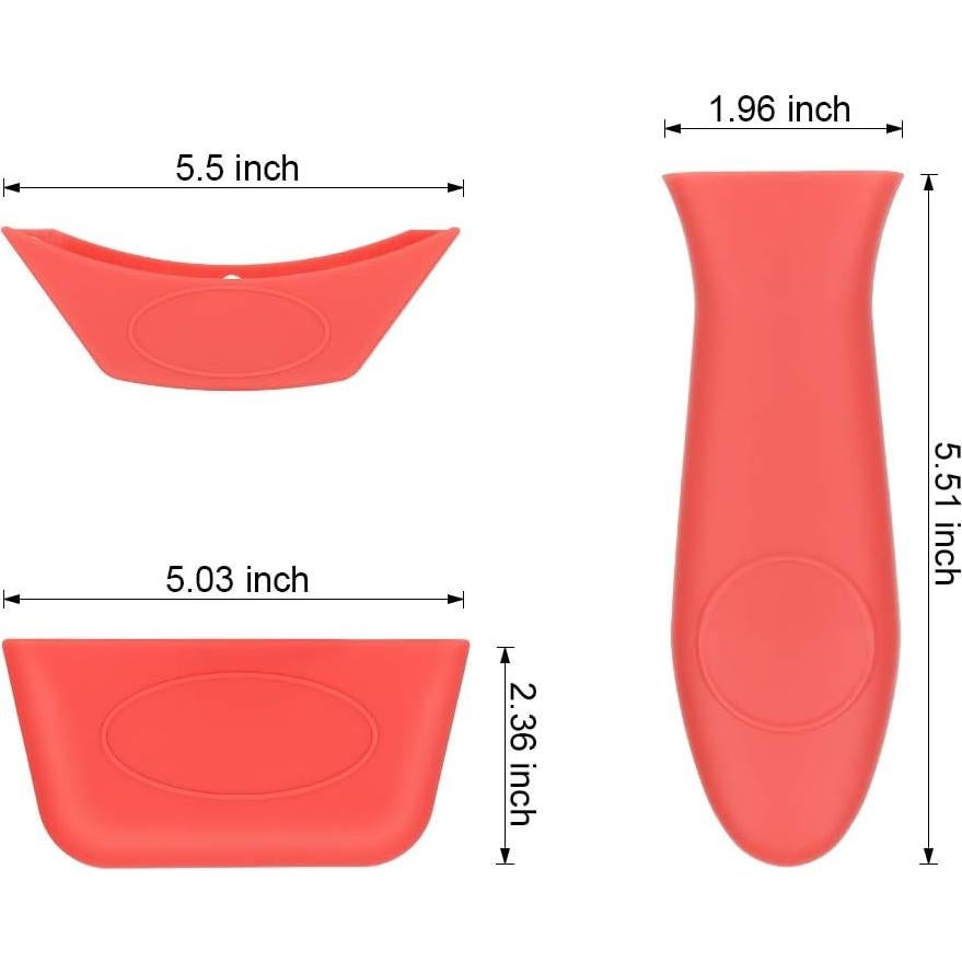 Cubiertas de mango de silicona Emoly, 2 piezas, rojas, 15 cm