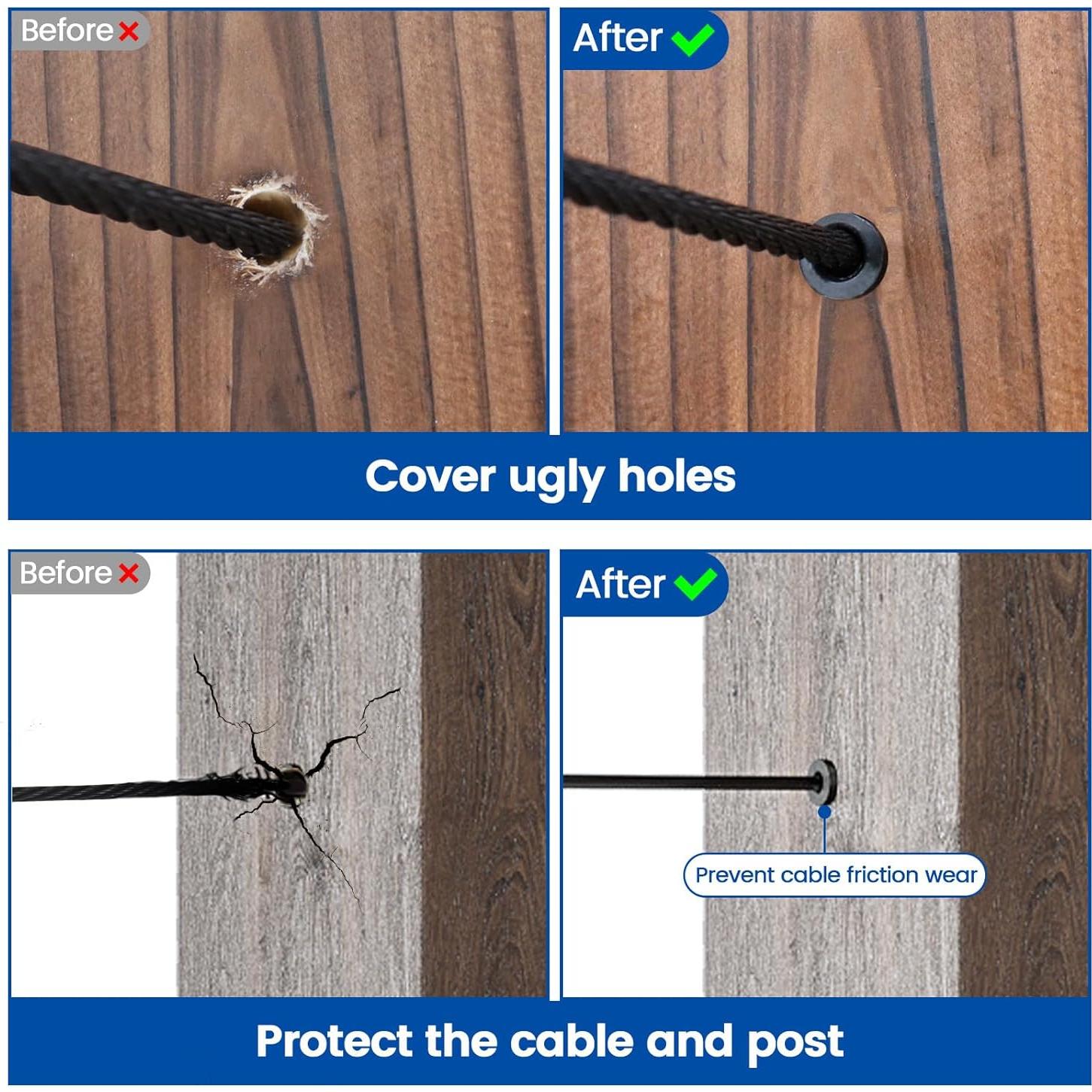 Muzata 40 Pack Protector de Cable 1/8" Acero Inoxidable Negro