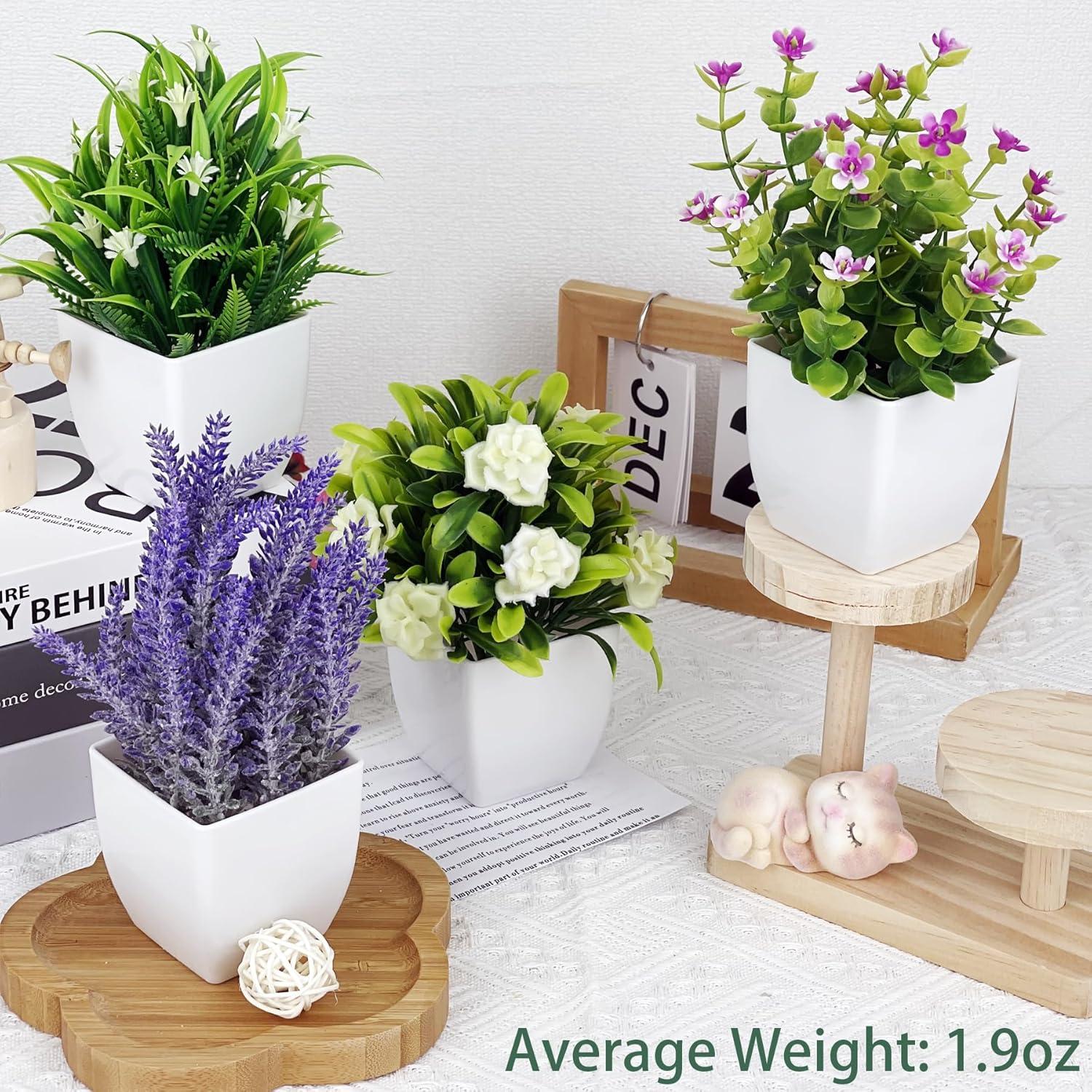 Juego de 4 Plantas Artificiales DCECDWD en Macetas Blancas