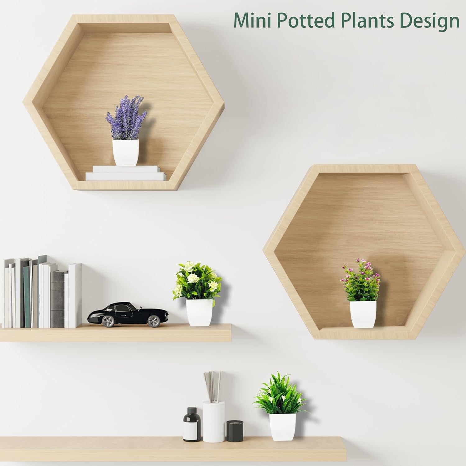 Juego de 4 Plantas Artificiales DCECDWD en Macetas Blancas