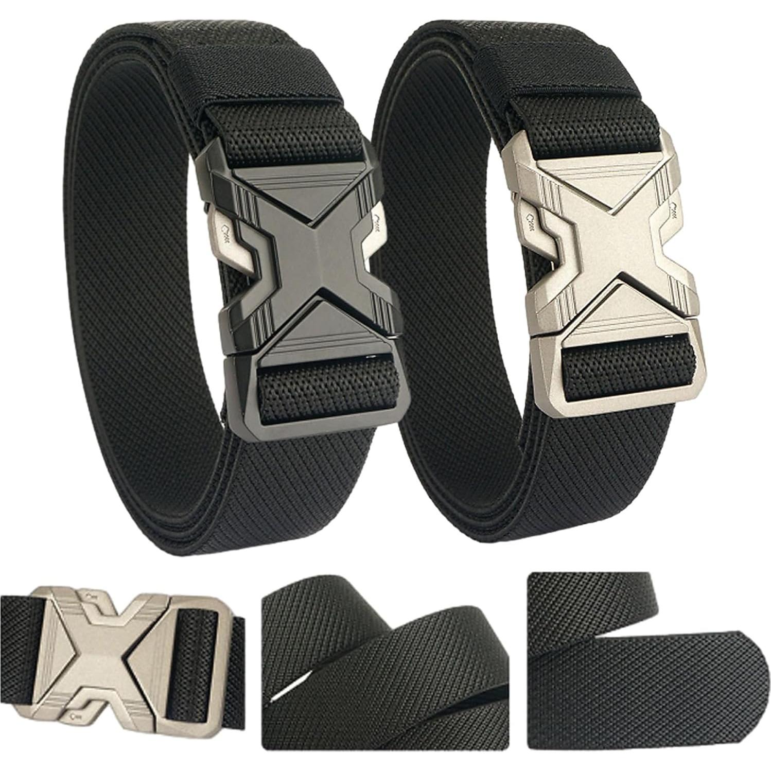 Cinturón Elástico Hombre 3.81 cm Hebilla Rápida Negro