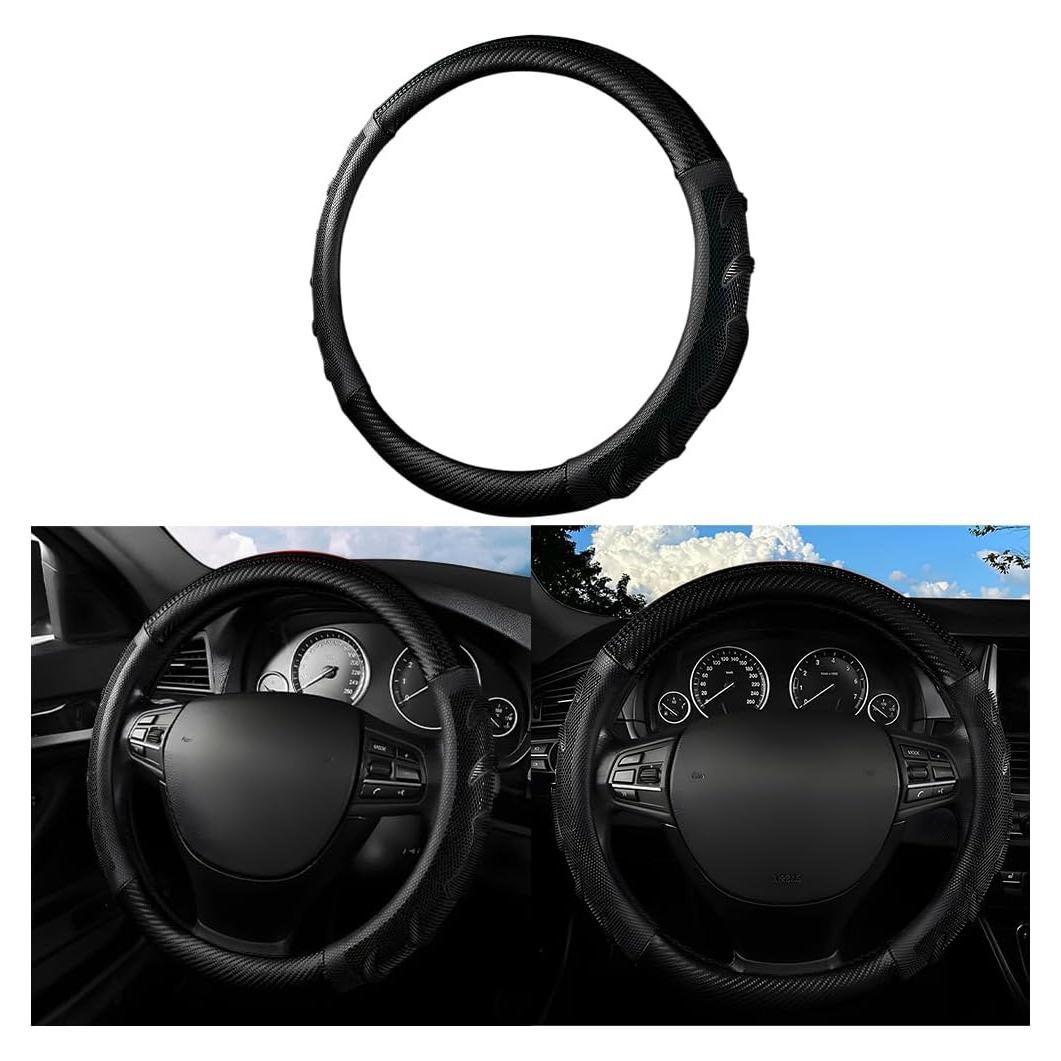 Funda de Volante Mandark 38 cm Cuero Antideslizante Negro