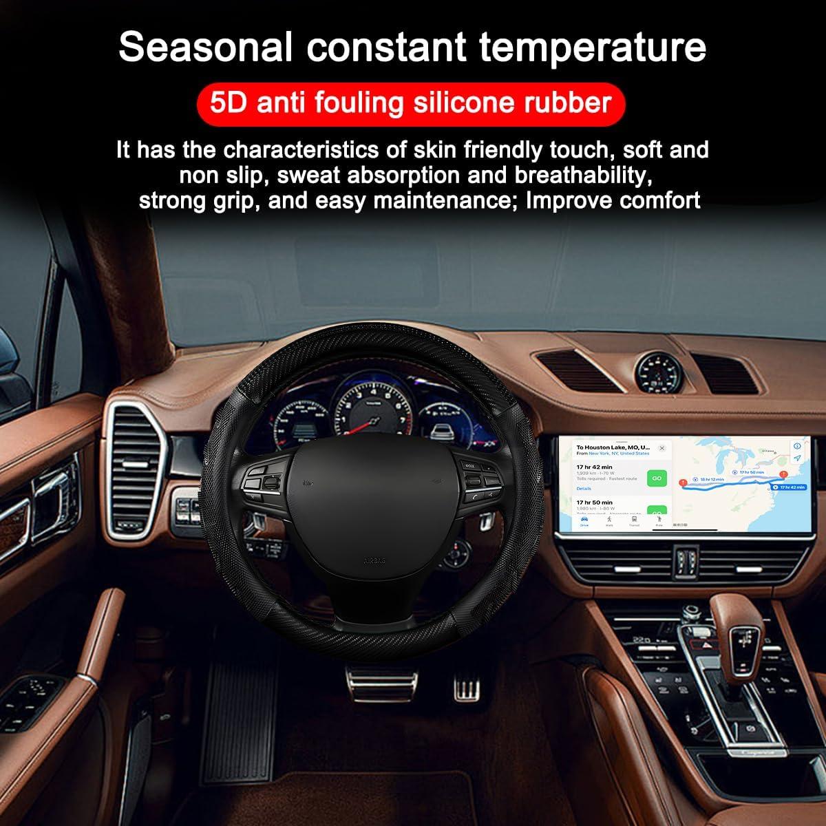 Funda de Volante Mandark 38 cm Cuero Antideslizante Negro