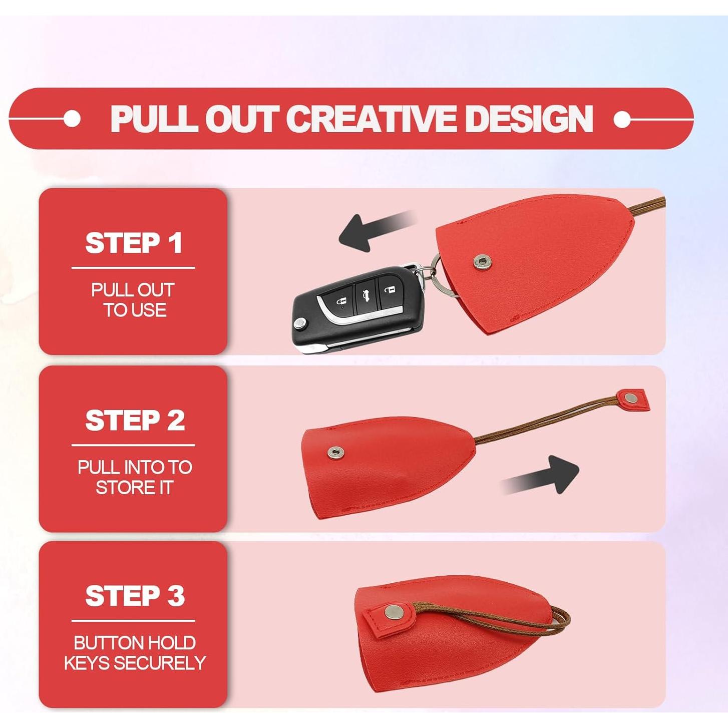 Funda de Llave Extraíble Vrasly Rojo - Cuero PU Universal