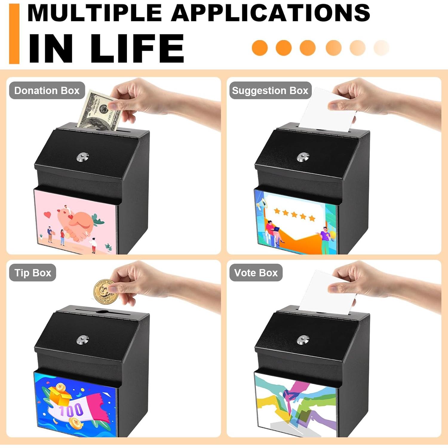Caja de Sugerencias LINSIRON con Cerradura 21.3x14.7x17.8 cm