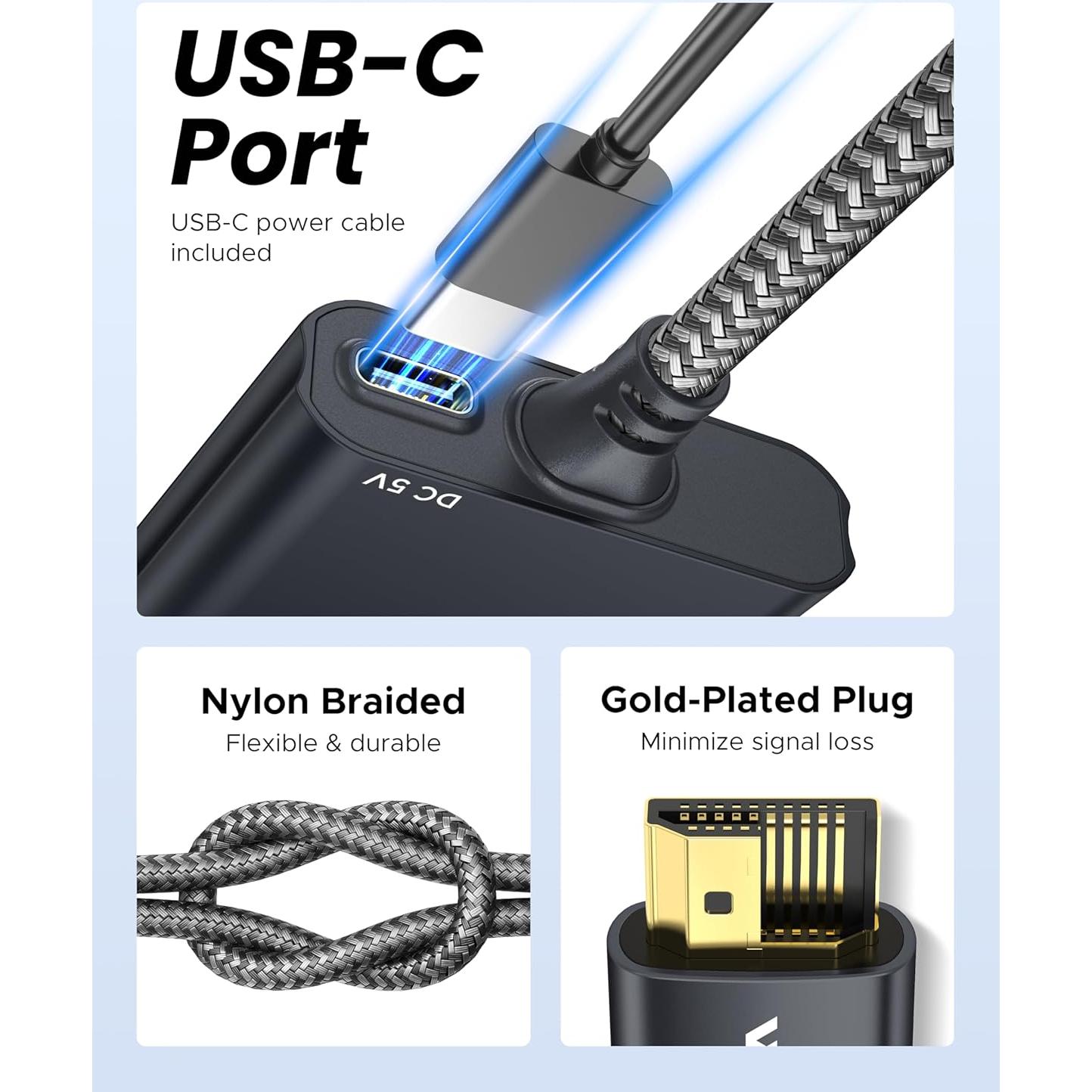 Divisor HDMI 4K WARRKY 1x2 con USB-C y Cable 1m