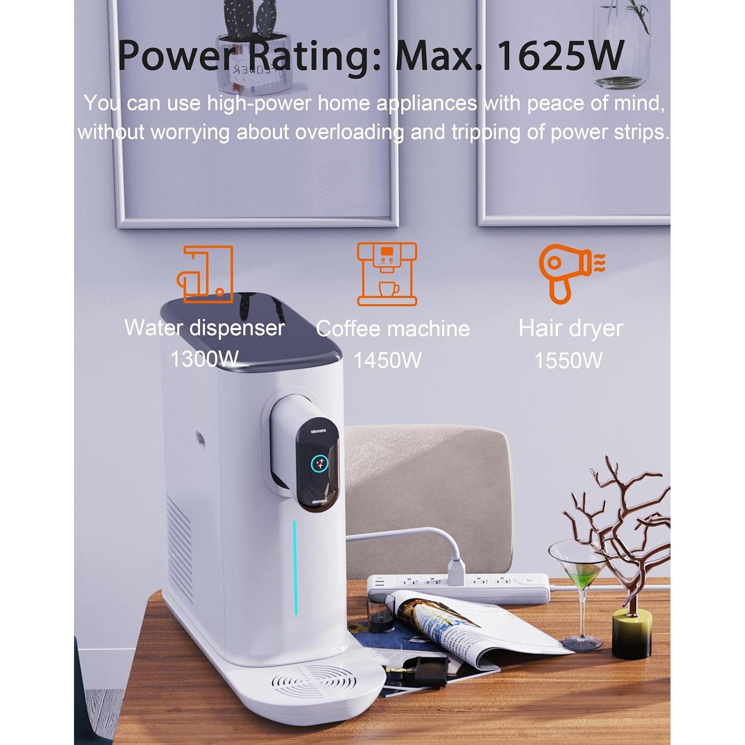 Adaptador de enchufe 2 a 3 clavijas WRXDMC con 5 salidas y 3 USB