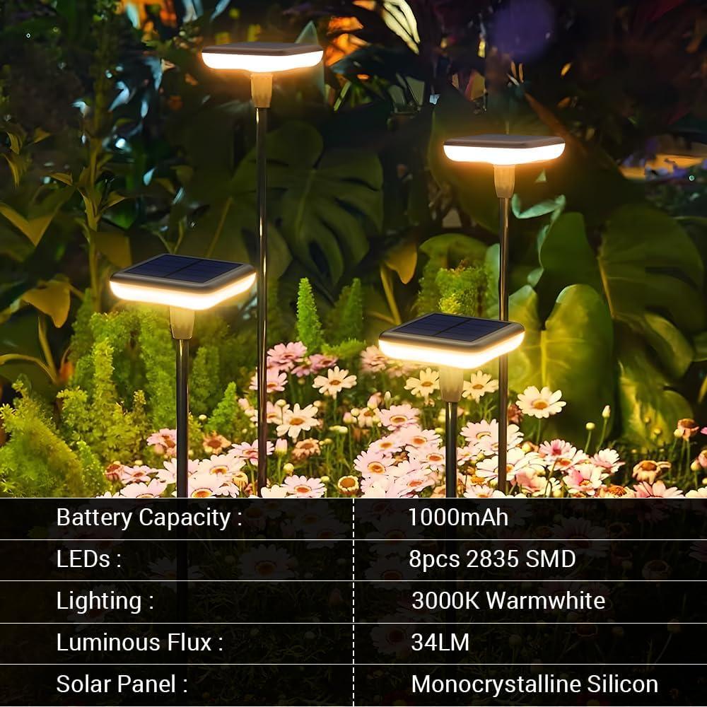 Luces Solares para Jardín Ainostone Paquete de 4 IP65 34LM