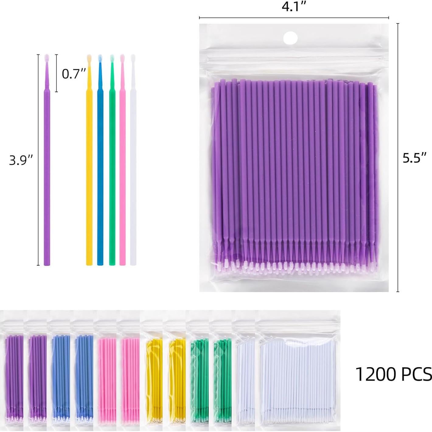 Tbestmax 1200 Pcs Bastones Micro Aplicadores Desechables para Pestañas