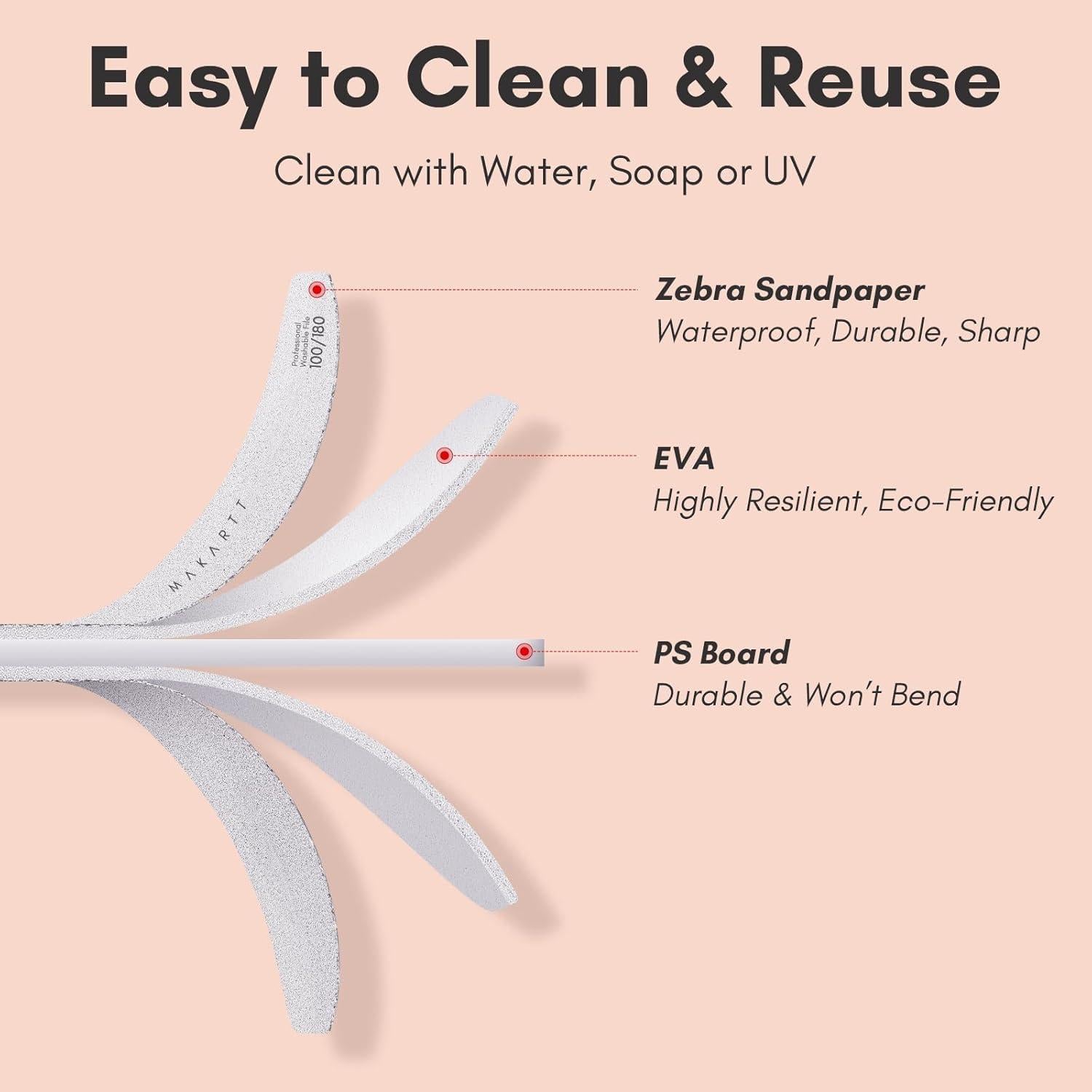 Lima de Uñas Makartt 2pcs Cebra 100/180 Granos Profesional