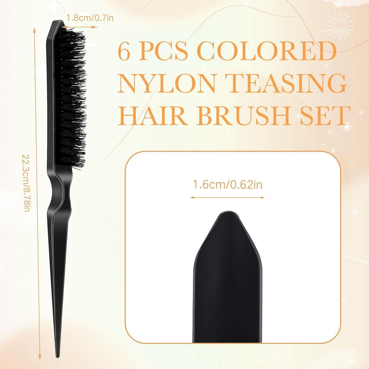 Set de 6 Cepillos de Teasing Yaomiao para Cabello Fino Negro