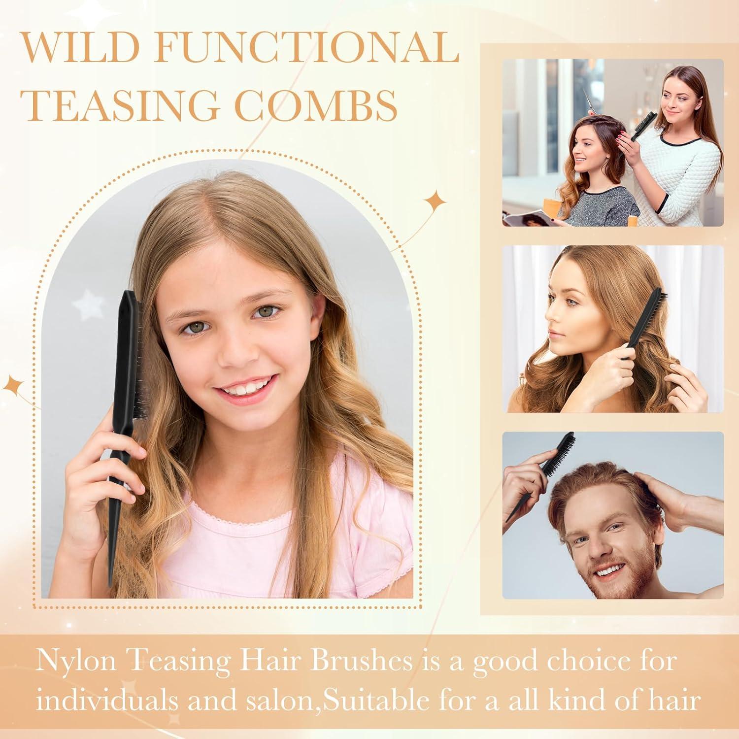 Set de 6 Cepillos de Teasing Yaomiao para Cabello Fino Negro