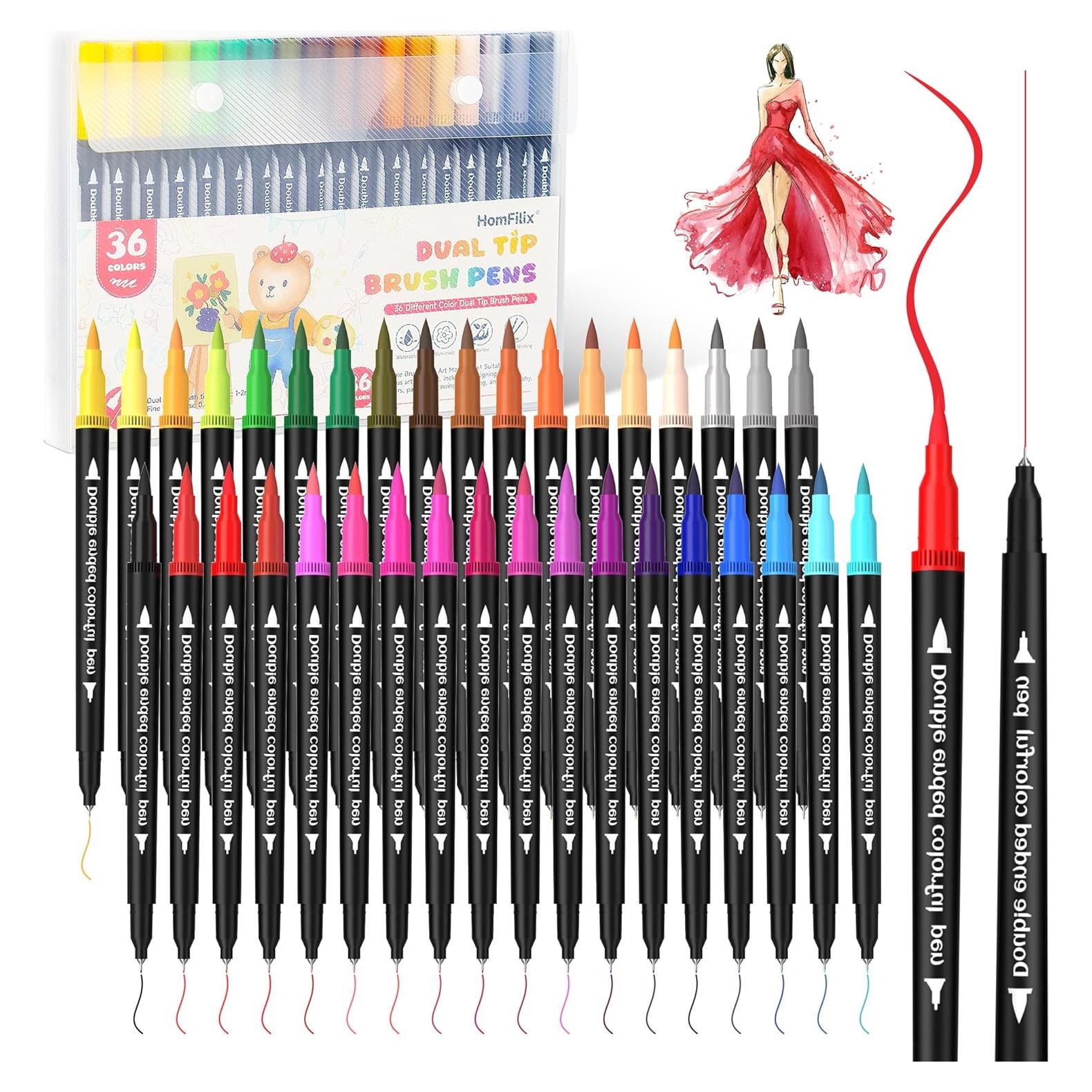 Marcadores de Doble Punta HomFilix 36 Colores para Arte