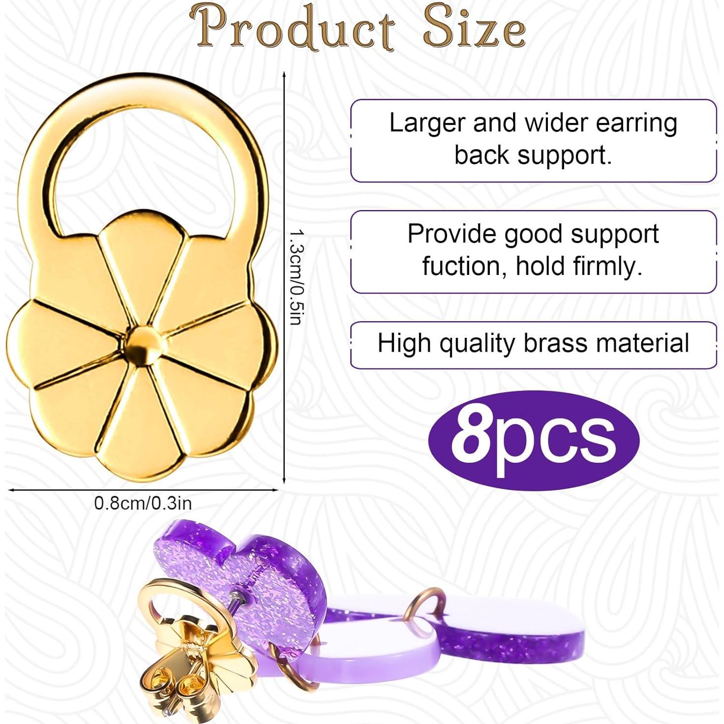 4 Pares de Respaldos Elevadores para Pendientes HJZHII - Plata y Oro