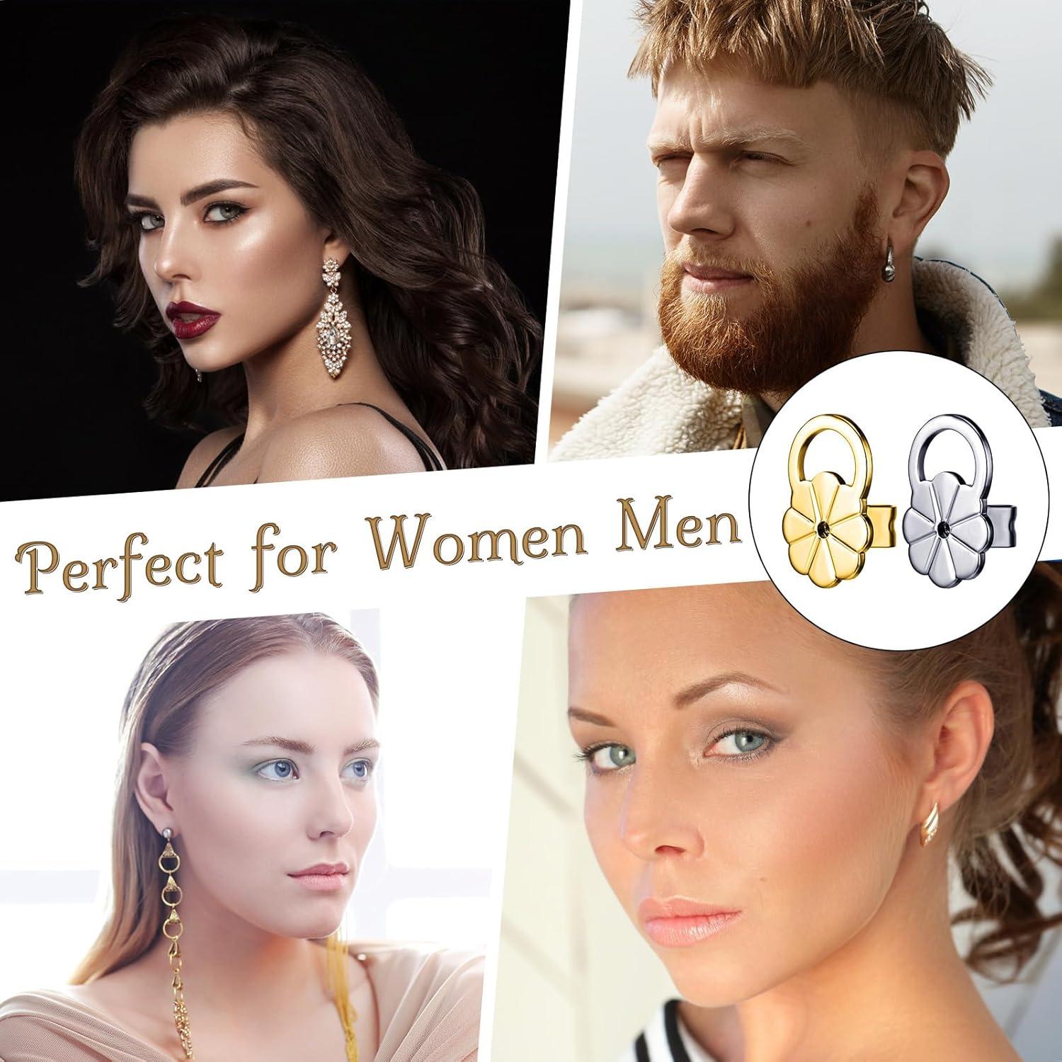 4 Pares de Respaldos Elevadores para Pendientes HJZHII - Plata y Oro