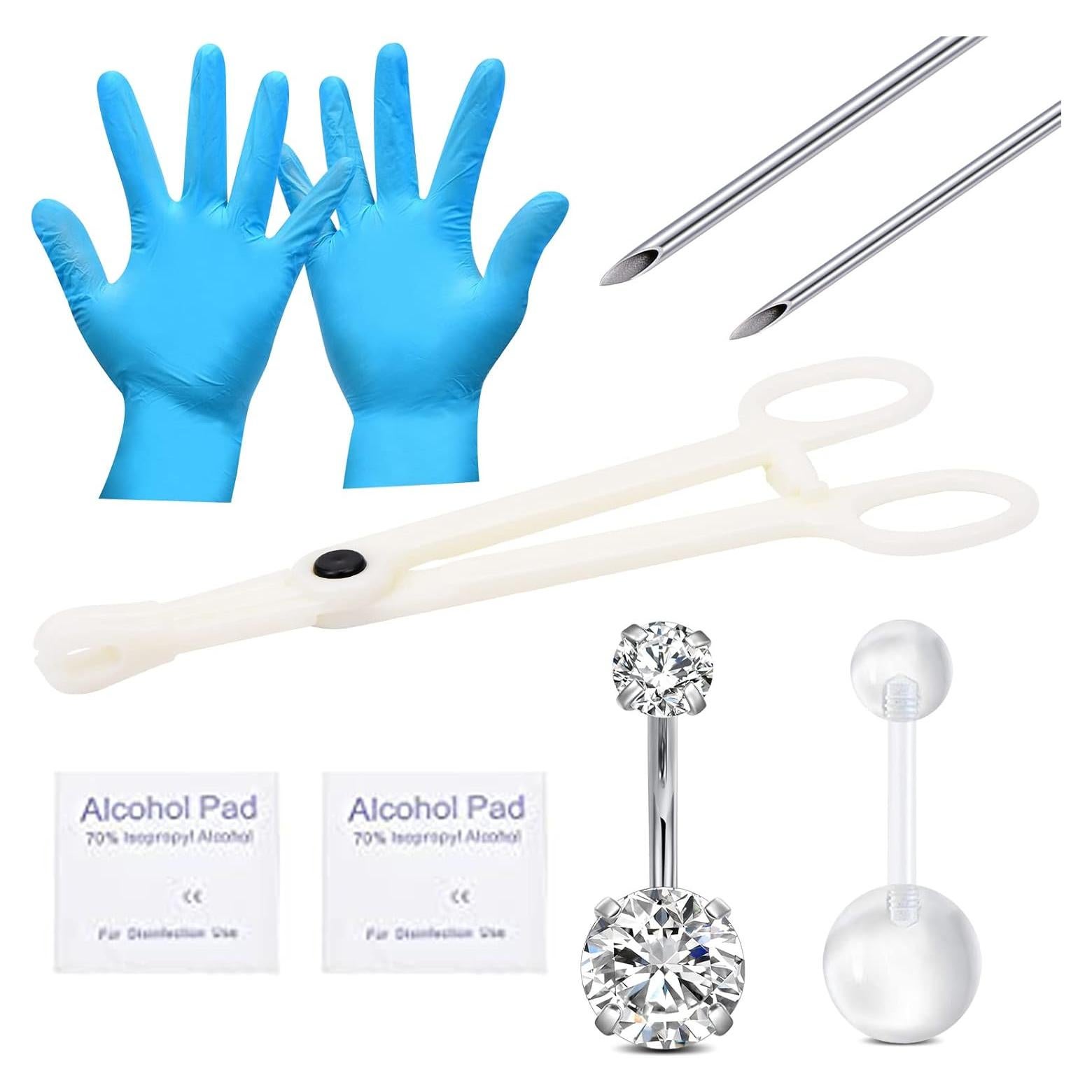 Kit de Piercing de Ombligo QWALIT - Acero Inoxidable 12g y 14g