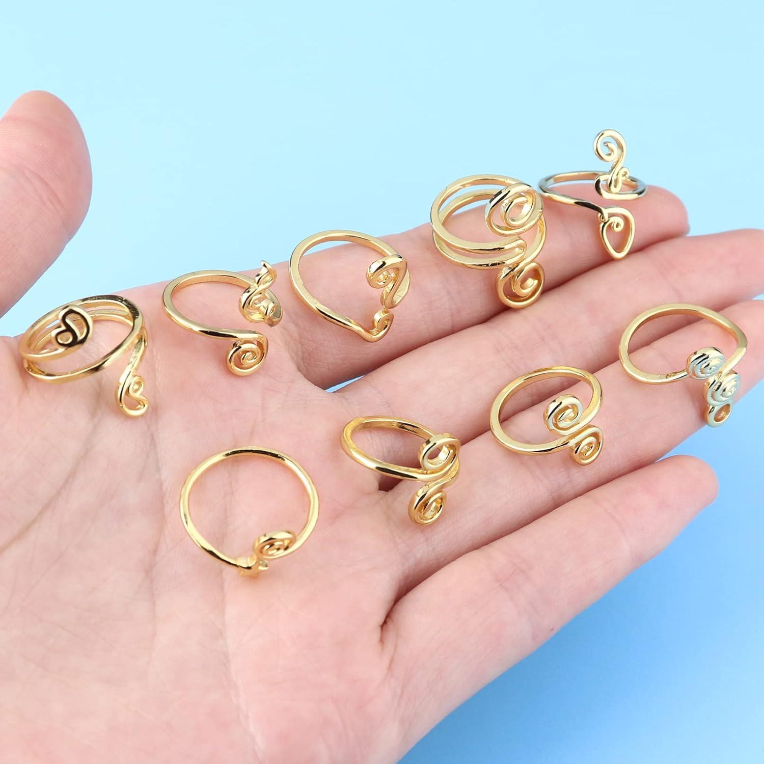 Anillos de Dedo del Pie Ajustables FIBO STEEL 9 Pcs Dorado