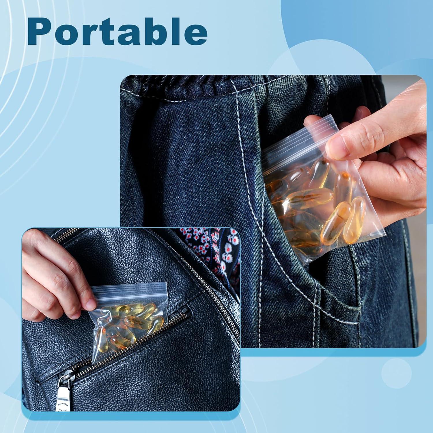 100 Bolsas para Pastillas Reutilizables MZRoyal 7.6x6.9 cm Sin BPA