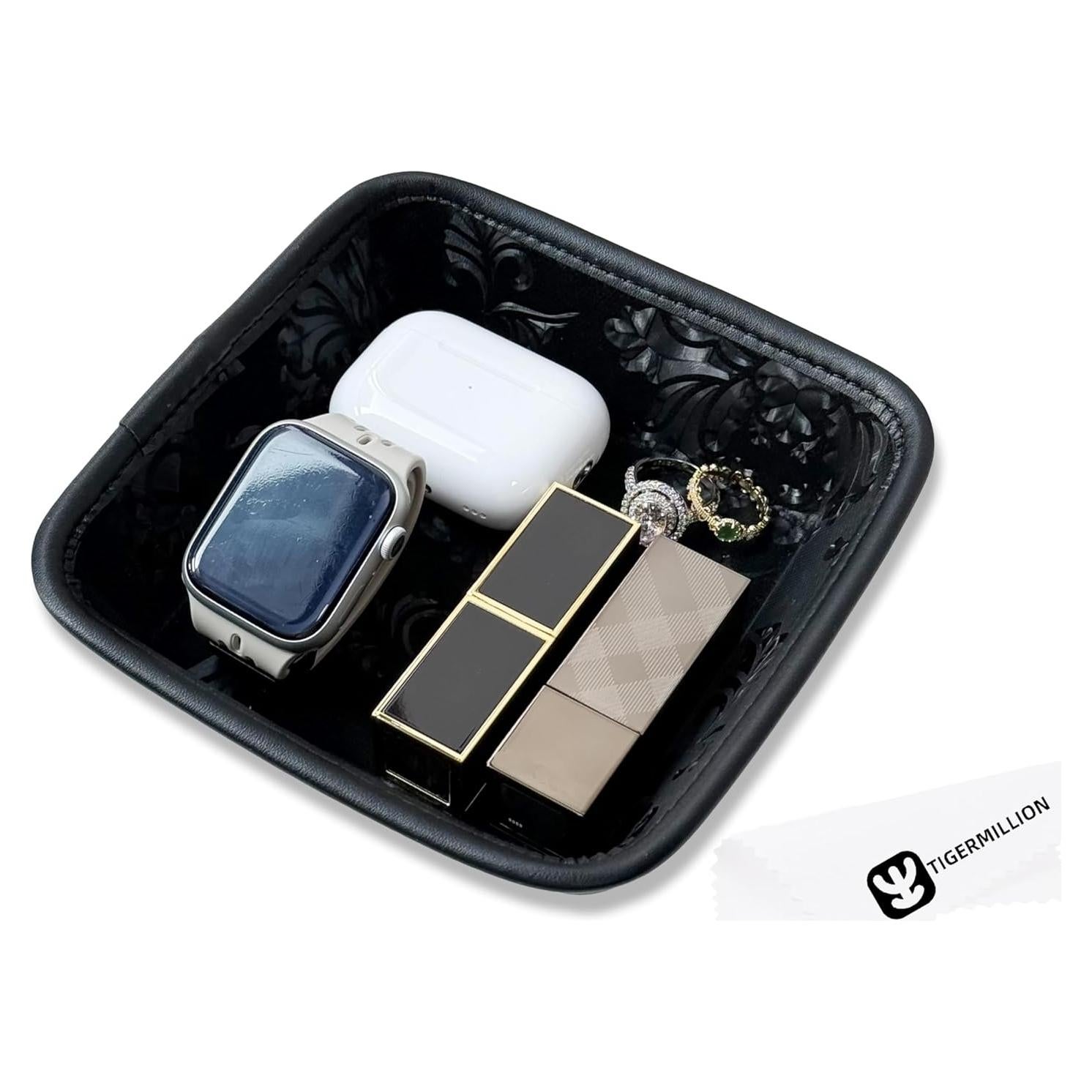 Organizador de Bandeja de Joyería TIGERMILLION Negro 15.5x15.5 cm