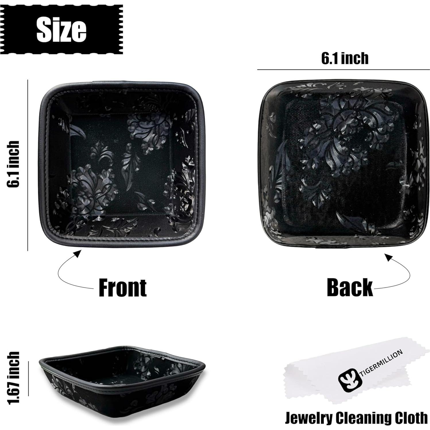 Organizador de Bandeja de Joyería TIGERMILLION Negro 15.5x15.5 cm