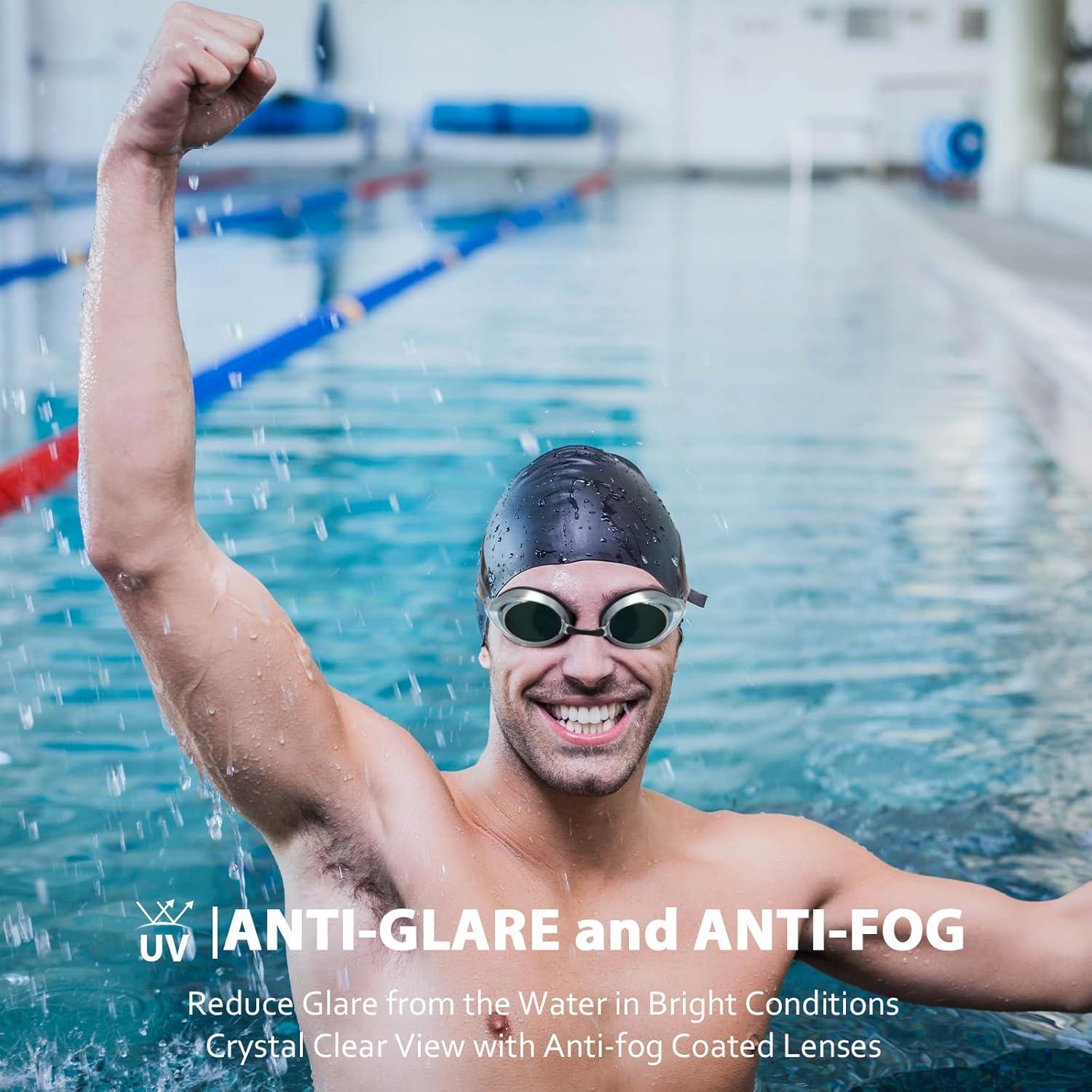 Gafas de Natación Landhoow 3 Pcs Adultos Anti UV y Anti Niebla