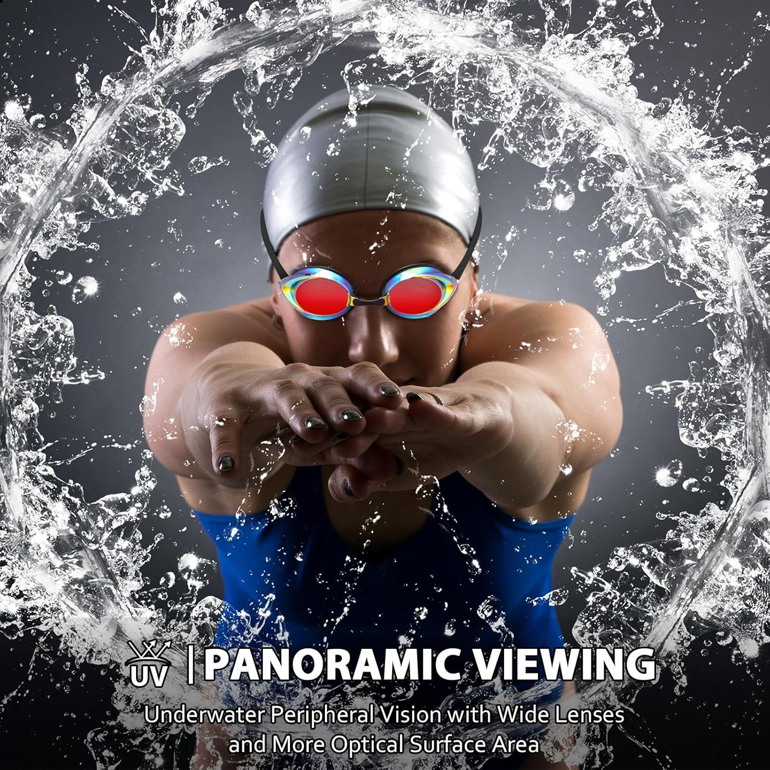 Gafas de Natación Landhoow 3 Pcs Adultos Anti UV y Anti Niebla