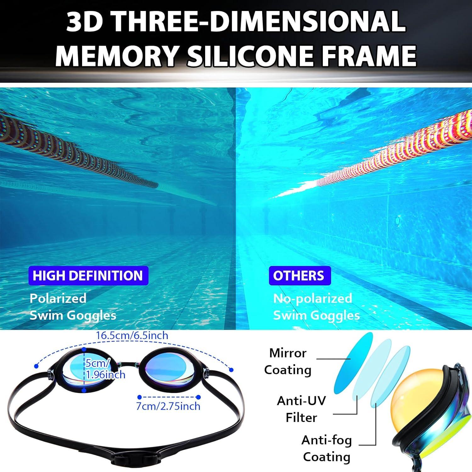 Gafas de Natación Landhoow 3 Pcs Adultos Anti UV y Anti Niebla