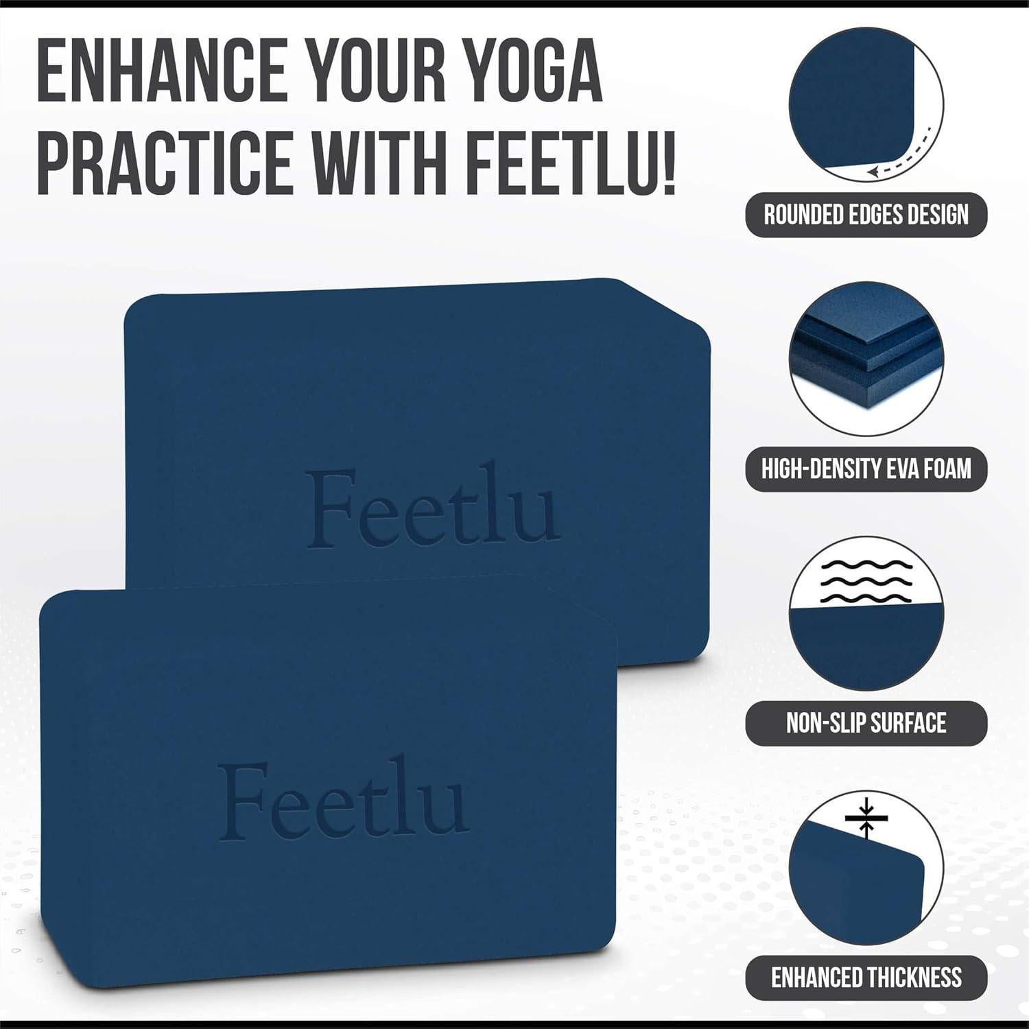 Bloques de Yoga Feetlu 2-Pack EVA Antideslizante 23x15x10cm