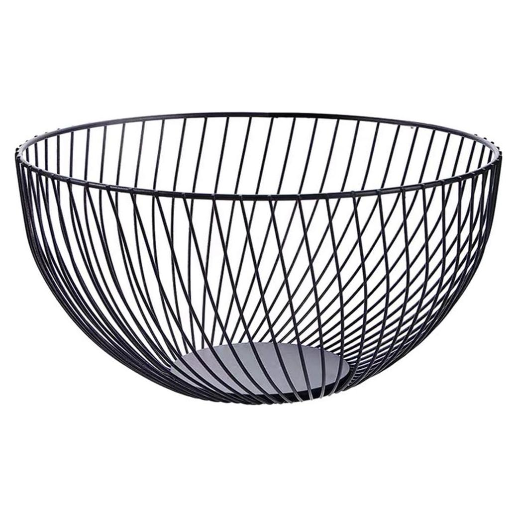 Cesta de Frutas Negra 26 cm 7UYUU - Soporte de Alambre Moderno