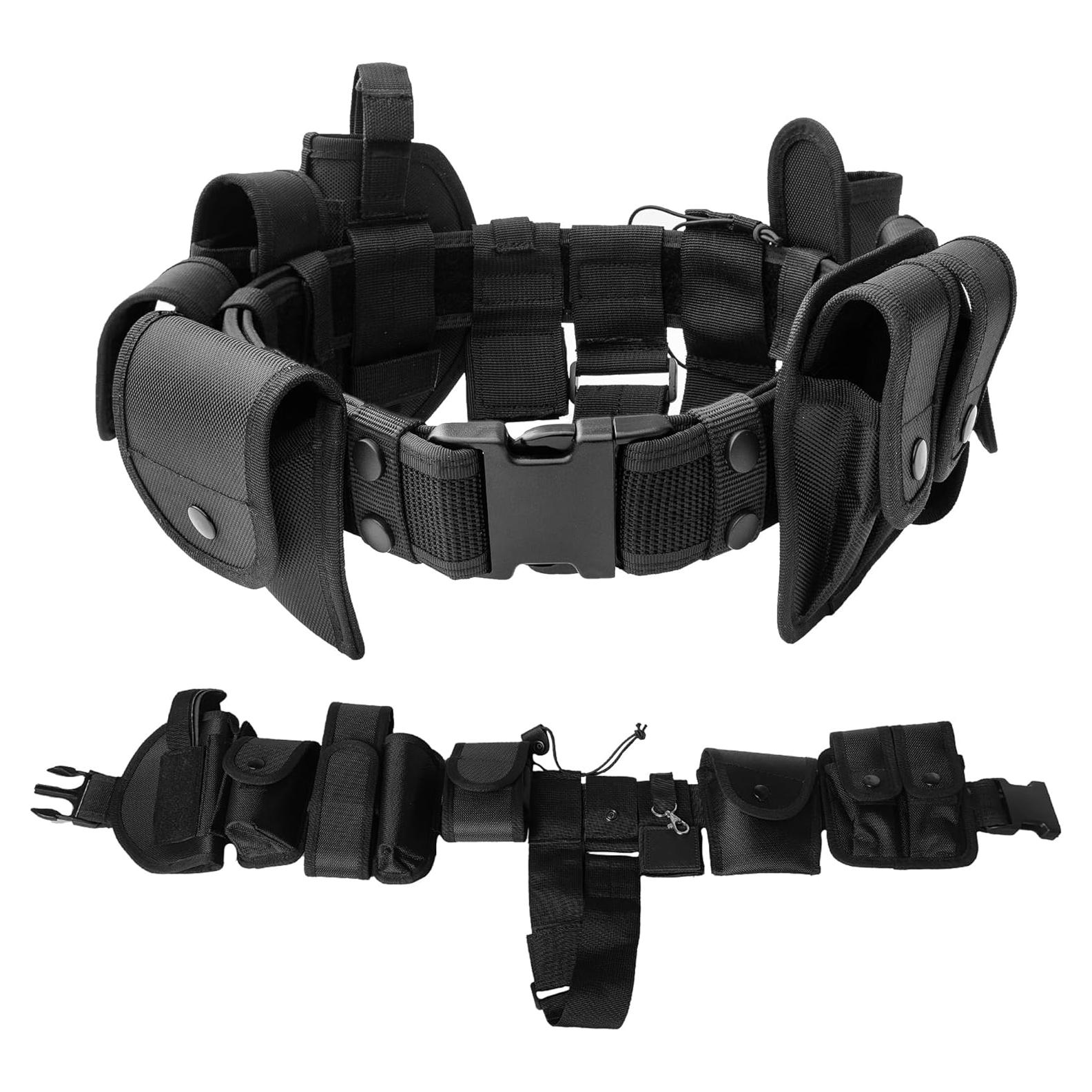 Cinturón Táctico Policial ZGJINLONG 10 en 1 Ajustable Negro