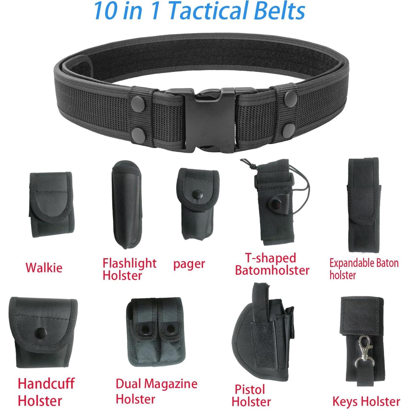 Cinturón Táctico Policial ZGJINLONG 10 en 1 Ajustable Negro