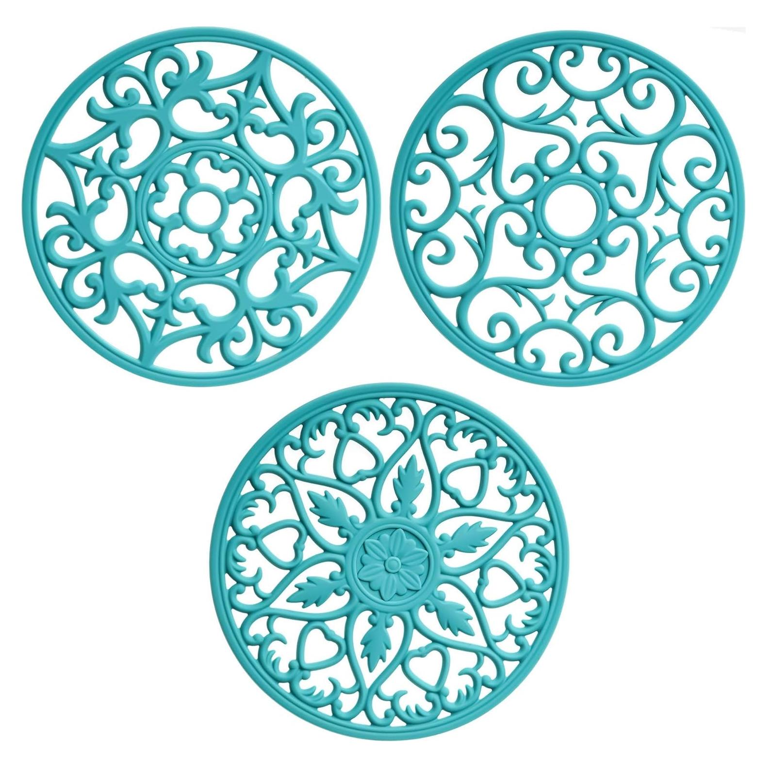 Juego de 3 Trivetes de Silicona SPUVGVC Color Teal 20x20cm