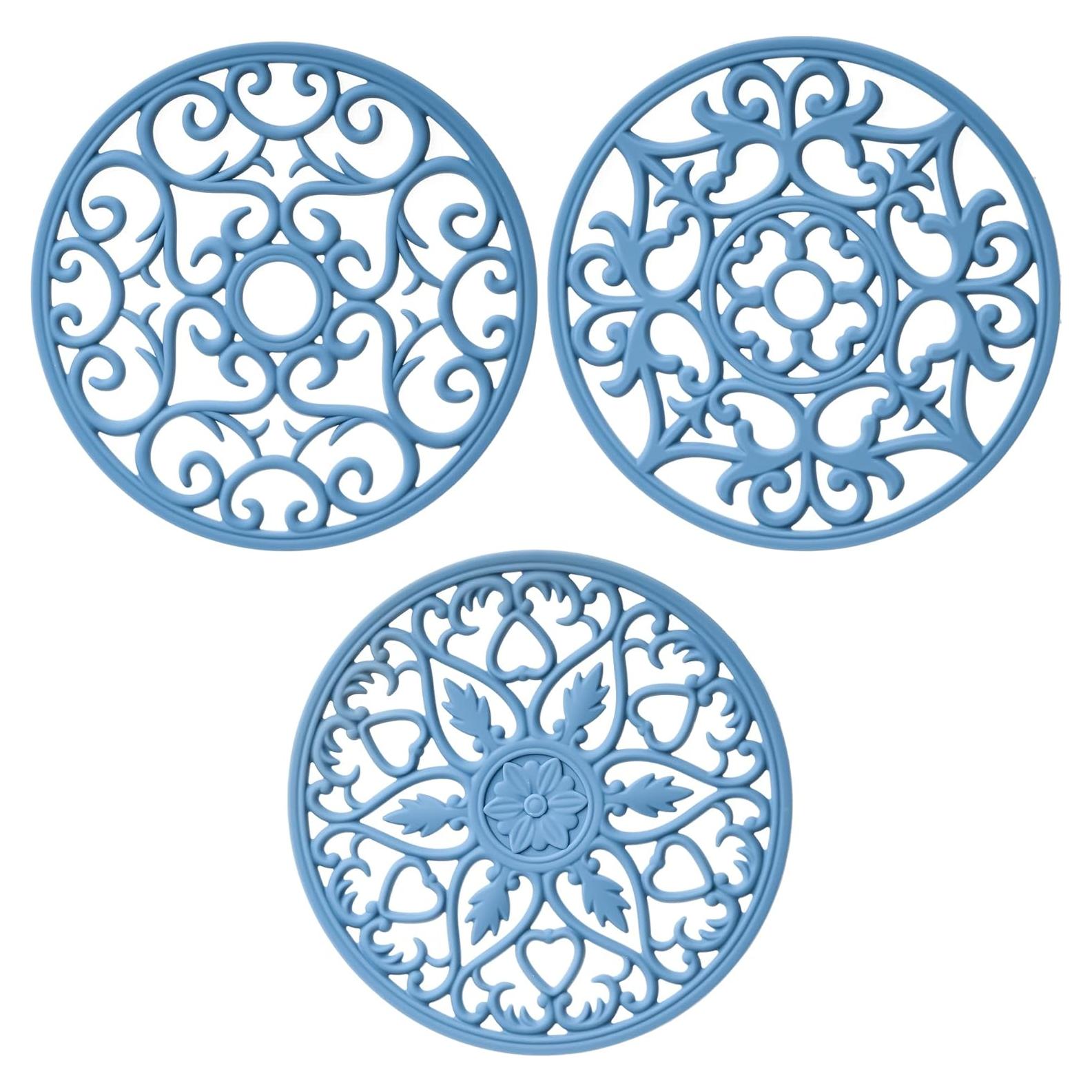 Set de Trivetes de Silicona SPUVGVC 3 Piezas Azul Antideslizante