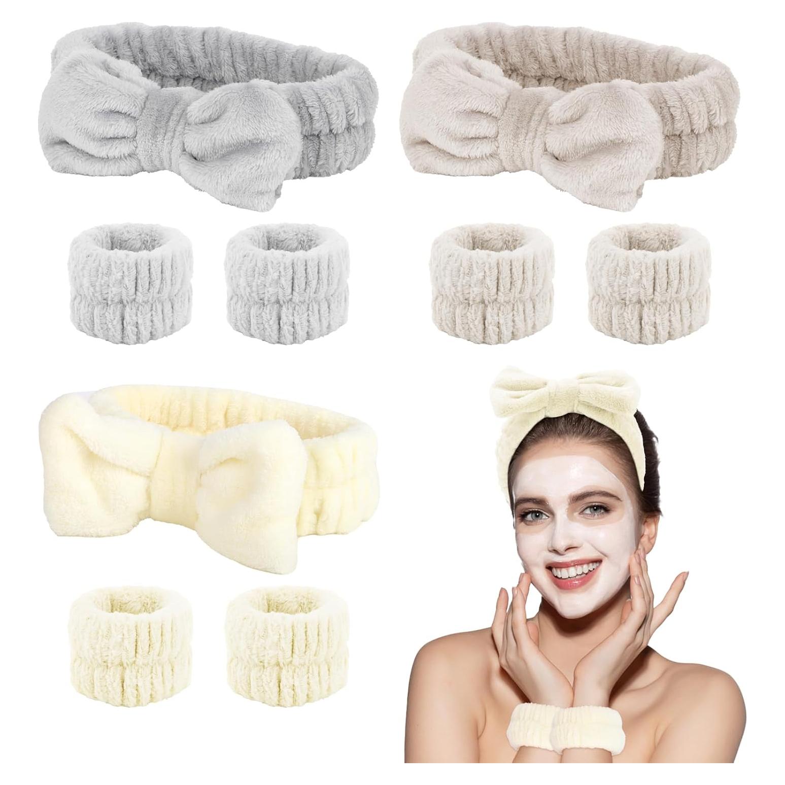 CAVETEE Set de 3 Bandas de Cabeza y 6 Muñequera Absorbente