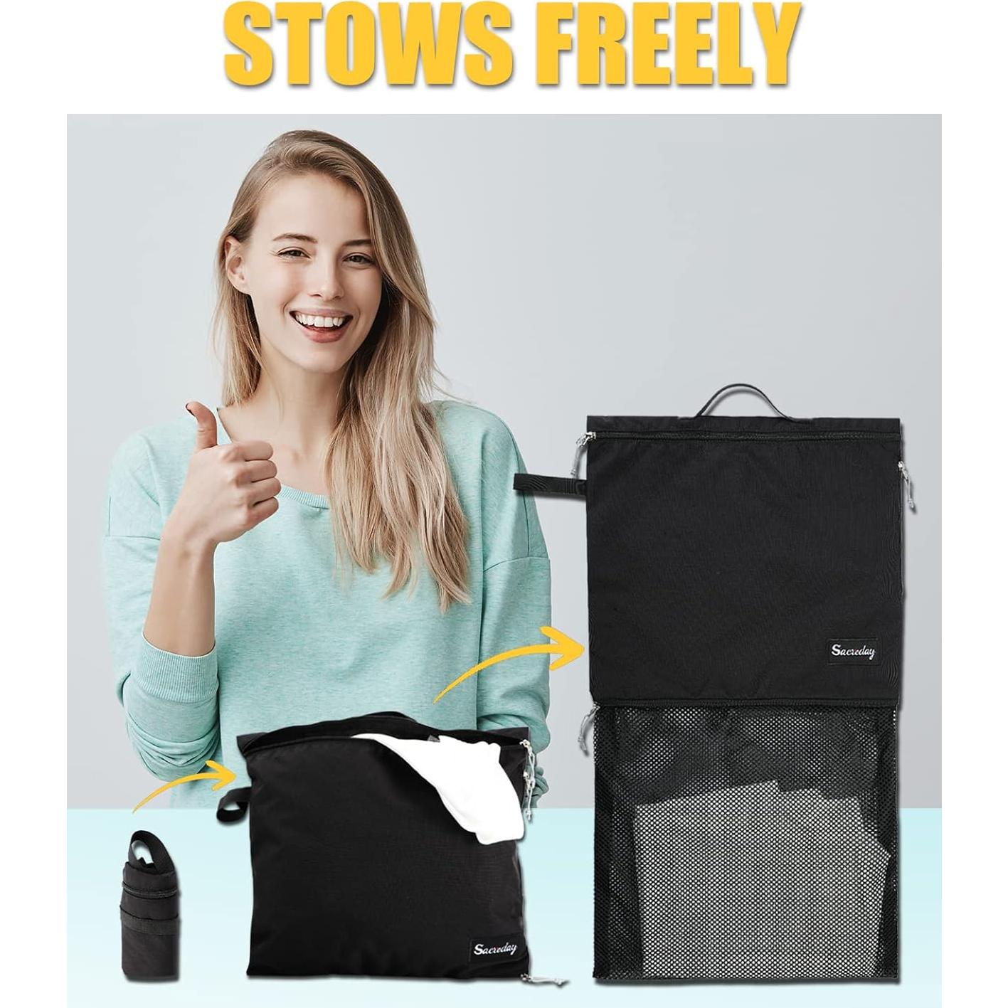 Bolsa de Lavandería Reutilizable SACREDAY L Negra Impermeable