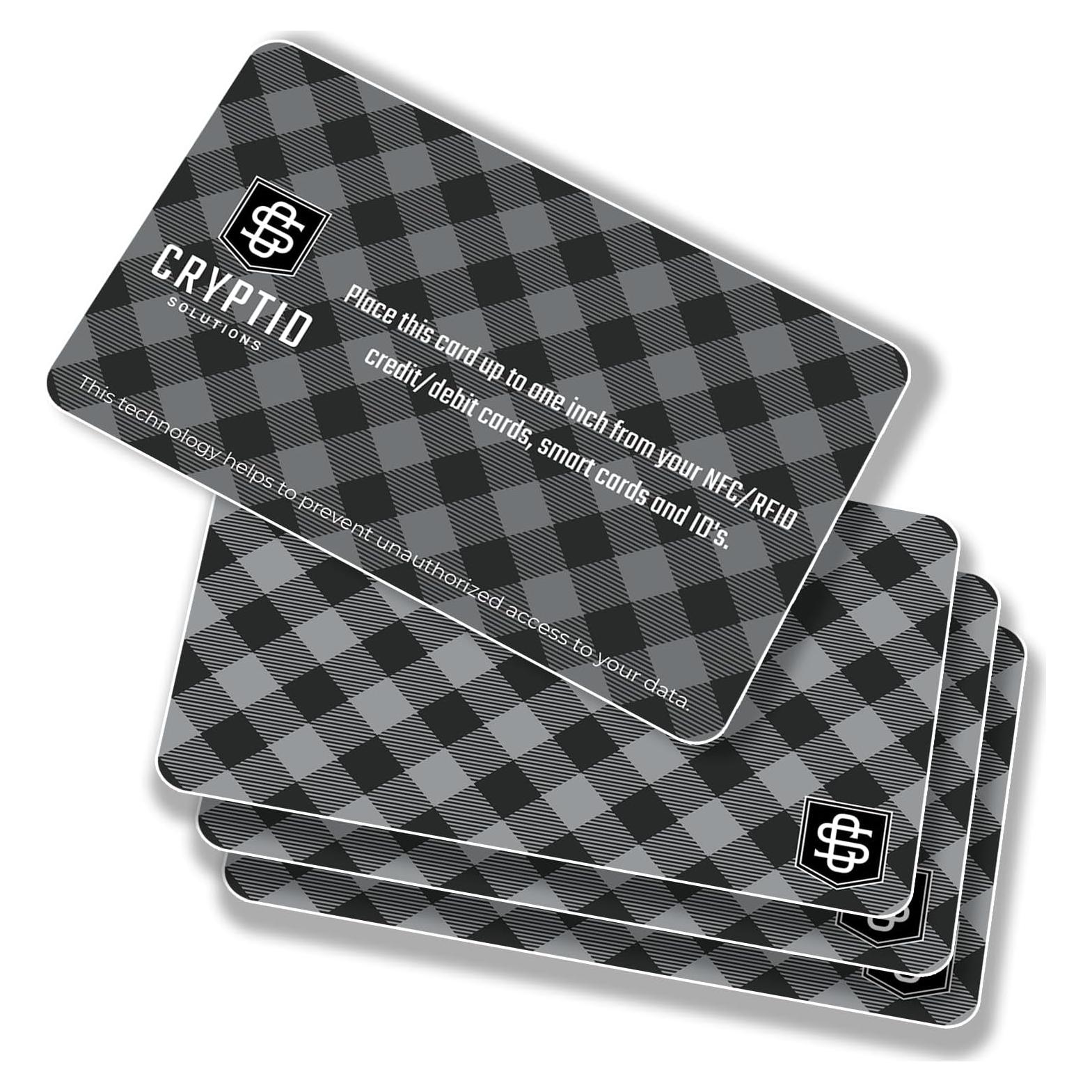 Tarjetas Bloqueadoras RFID Cryptid CS001 - 4 Unidades Cuadros Negros