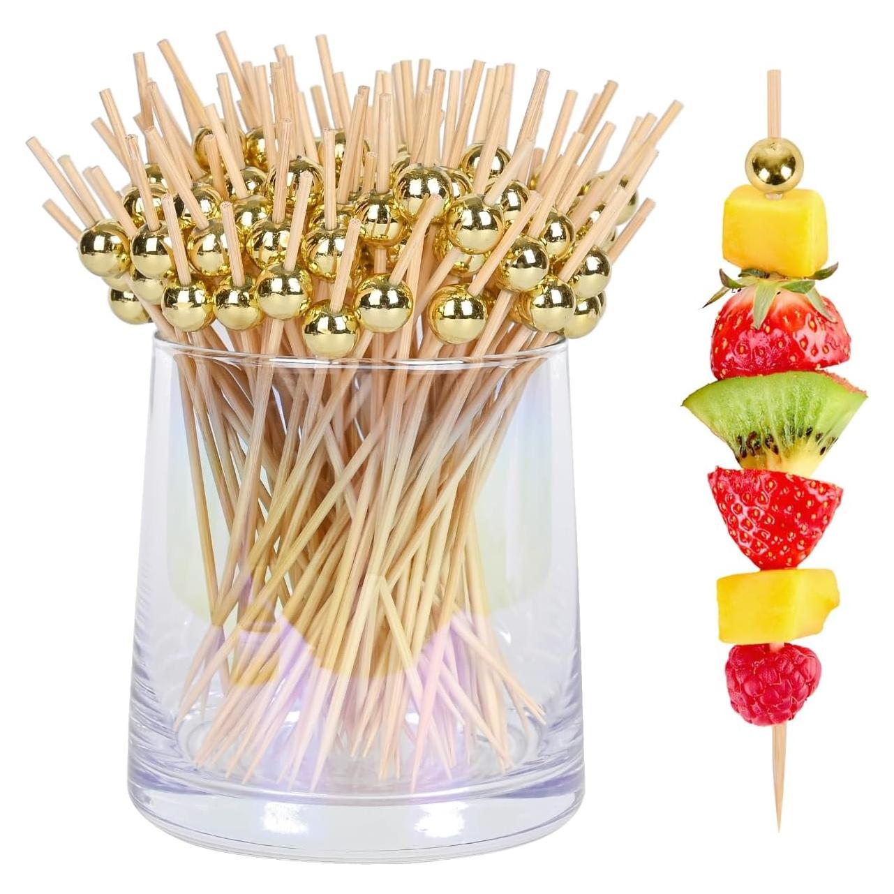 300 Palillos de Bambú Dorados para Aperitivos 11.9cm GuGen
